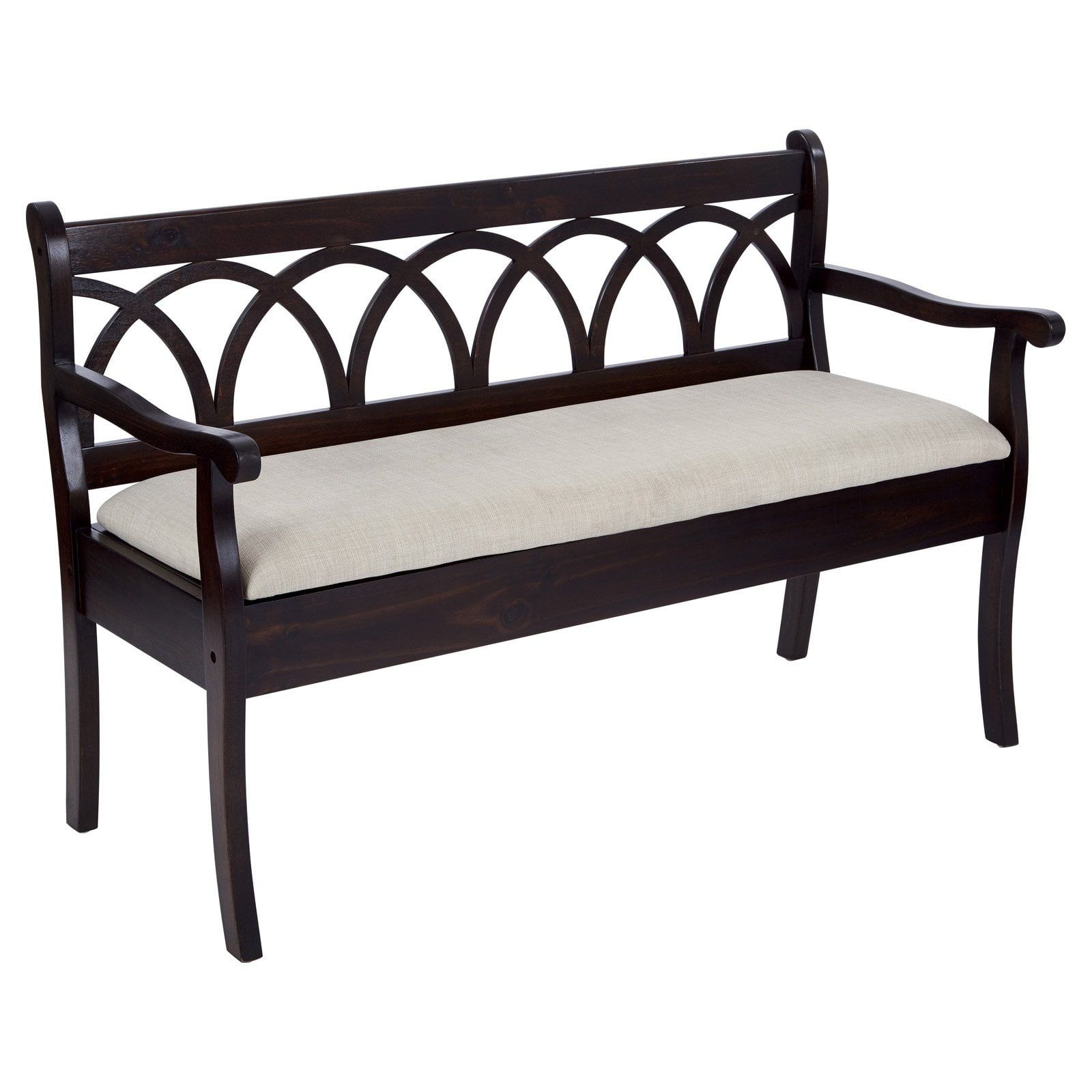 Coventry Antique Black Storage Bench with Beige Cushion