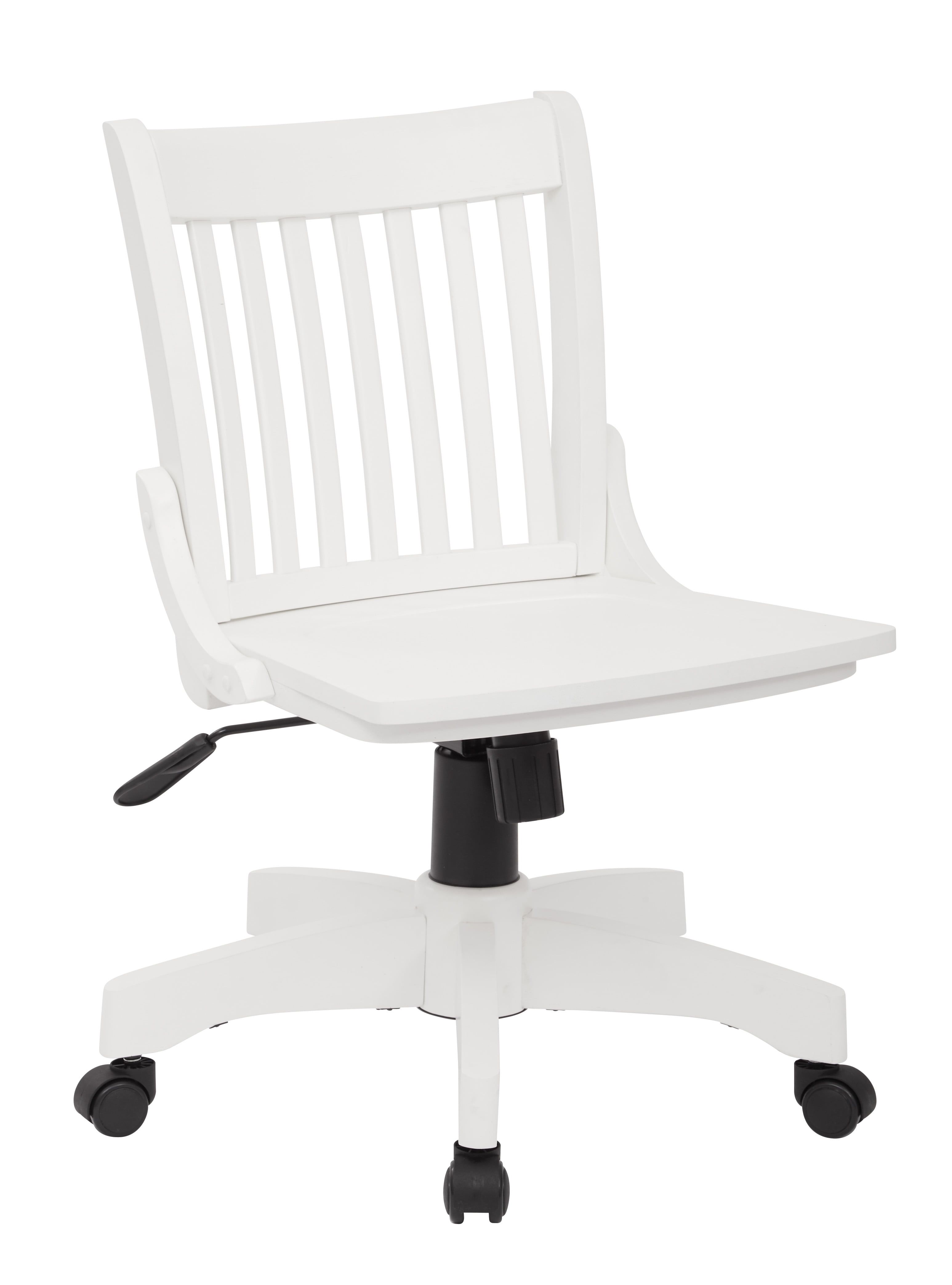 Mid-Century White Wood Bankers Swivel Chair with Steel Base