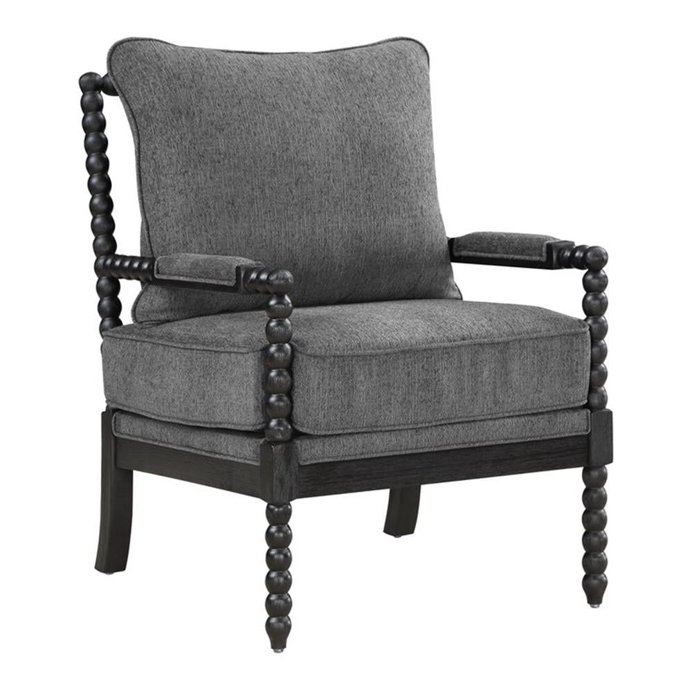 Charcoal Spindle Accent Chair with Black Wood Frame