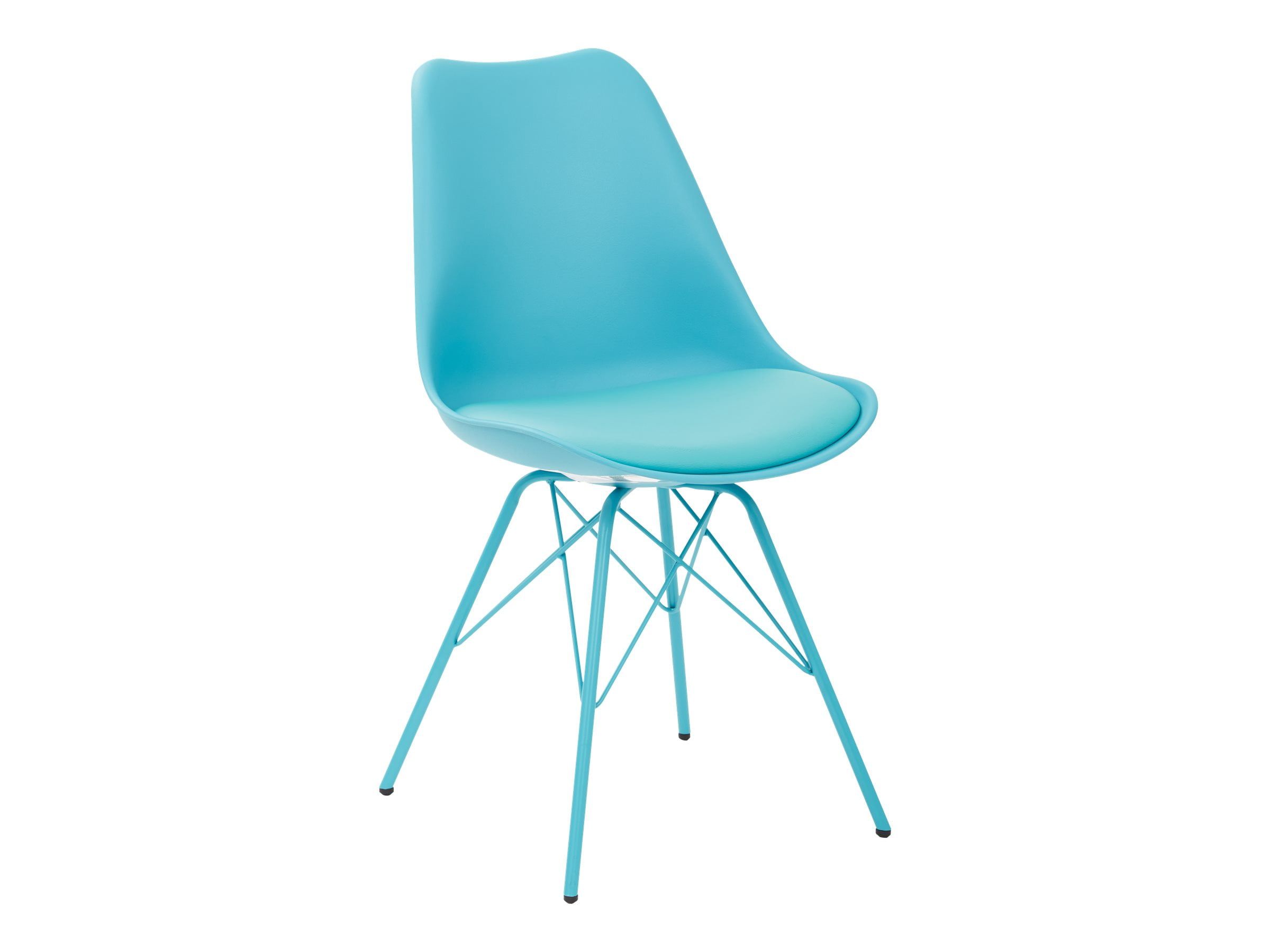 Modern Teal Faux Leather Upholstered Side Chair with Alloy Legs