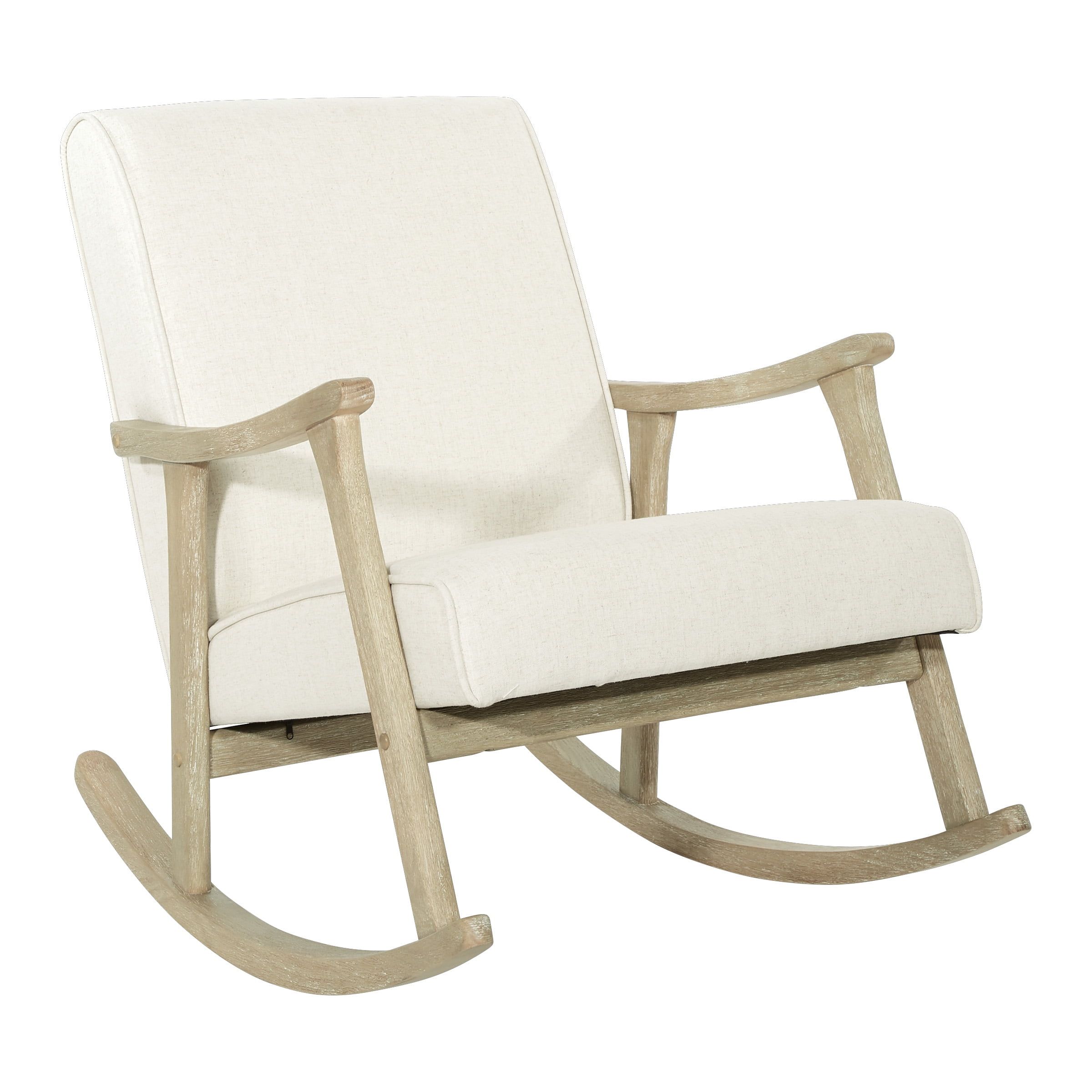 Mid-Century Modern Gainsborough Rocker in Off-White Linen