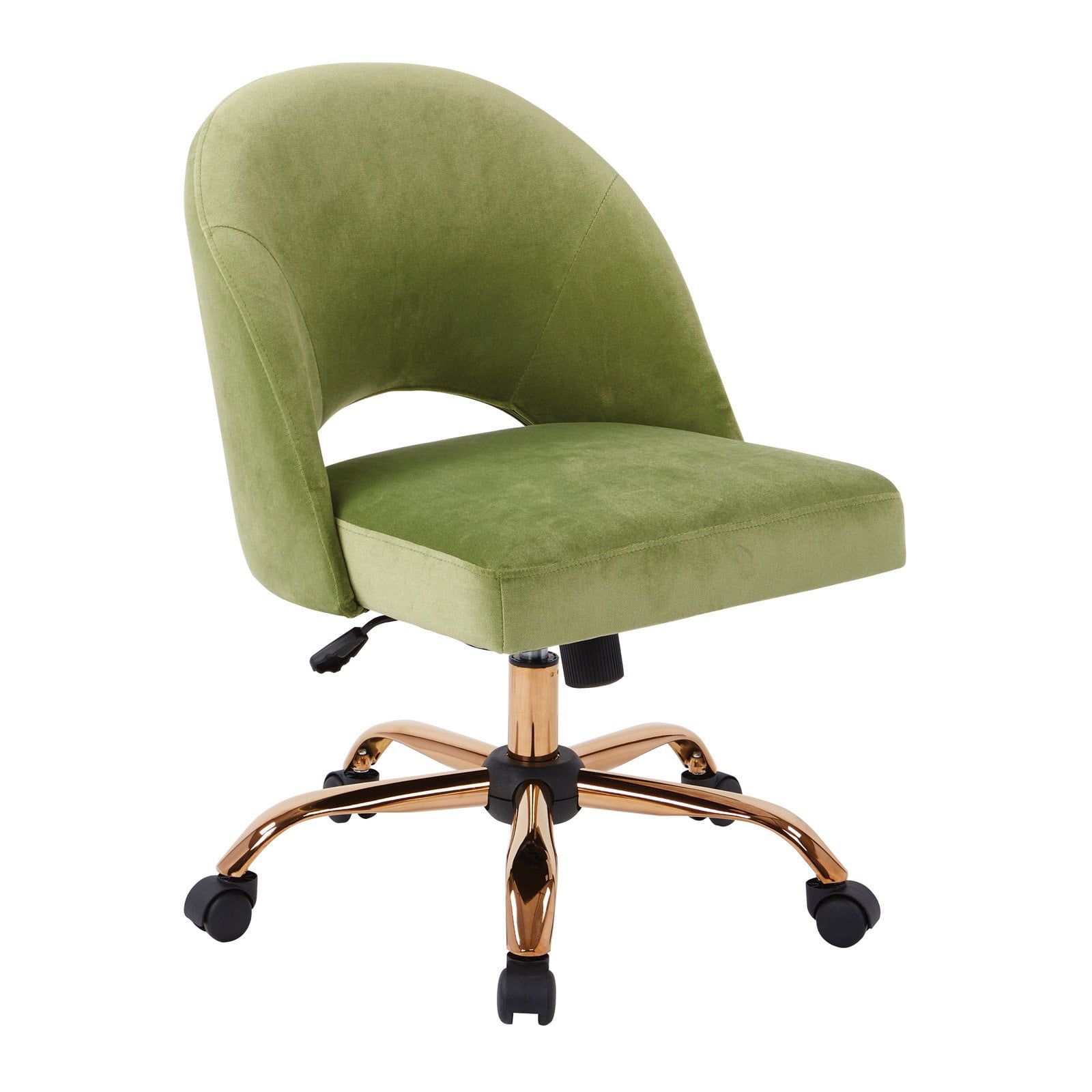 Green Fabric Office Chair with Rose Gold Base