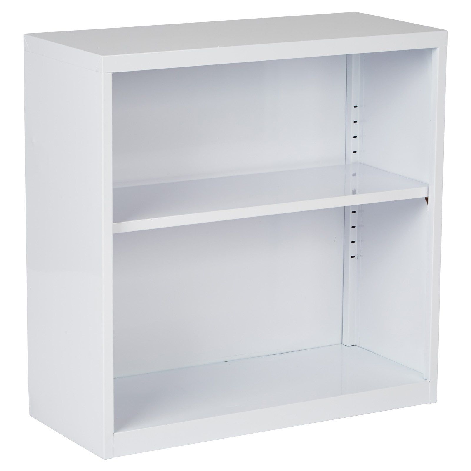 Adjustable White Metal Bookcase with Multi-Height Shelves