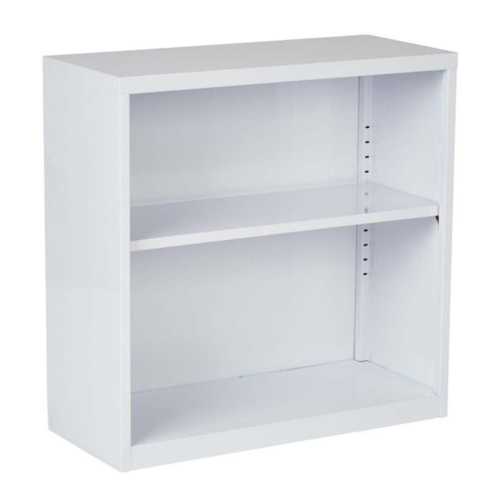 Adjustable White Metal Bookcase with Multi-Height Shelves