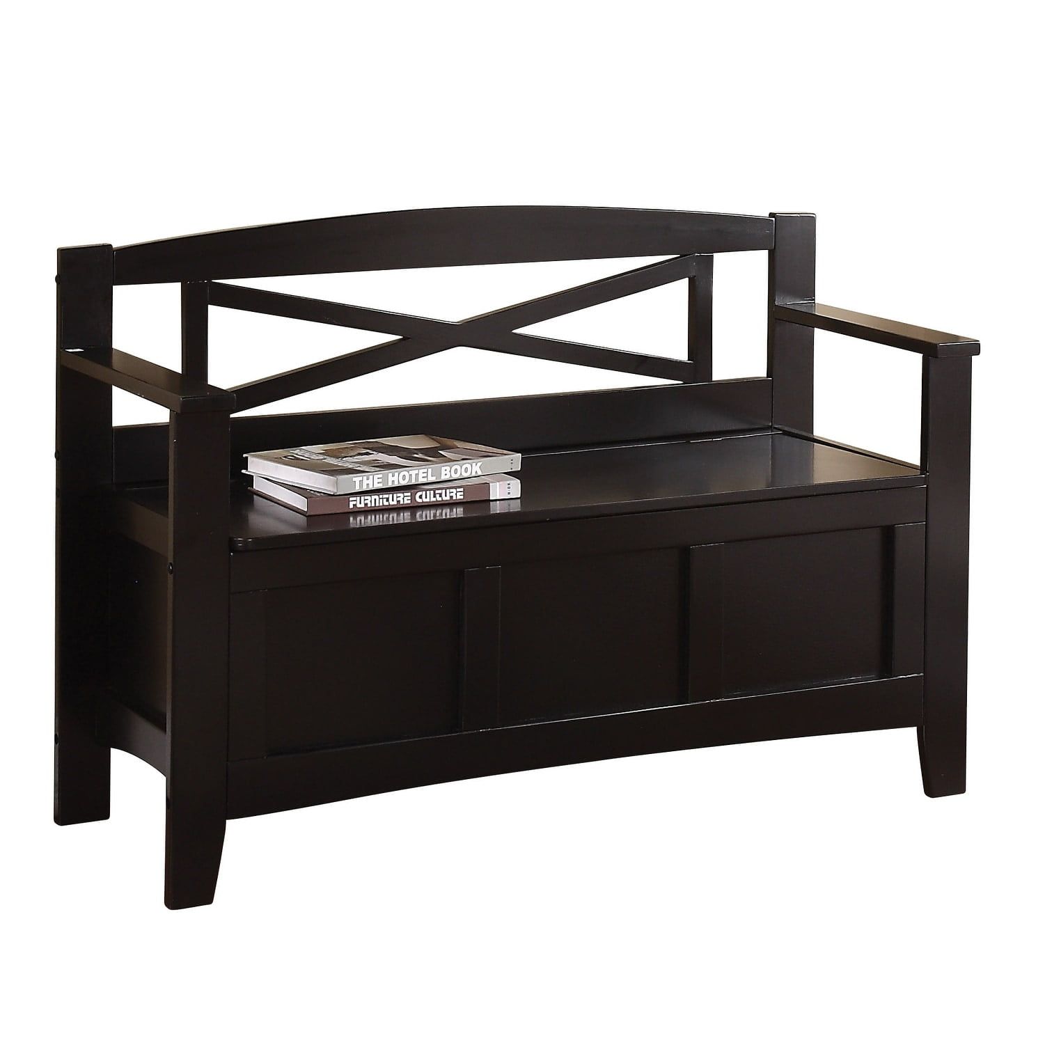 Metro Modern 45'' Black Solid Wood Entryway Bench with Storage