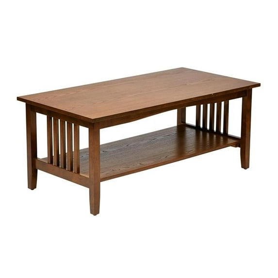 Sierra Mission 45'' Ash Brown Rectangular Wood Coffee Table with Lower Shelf