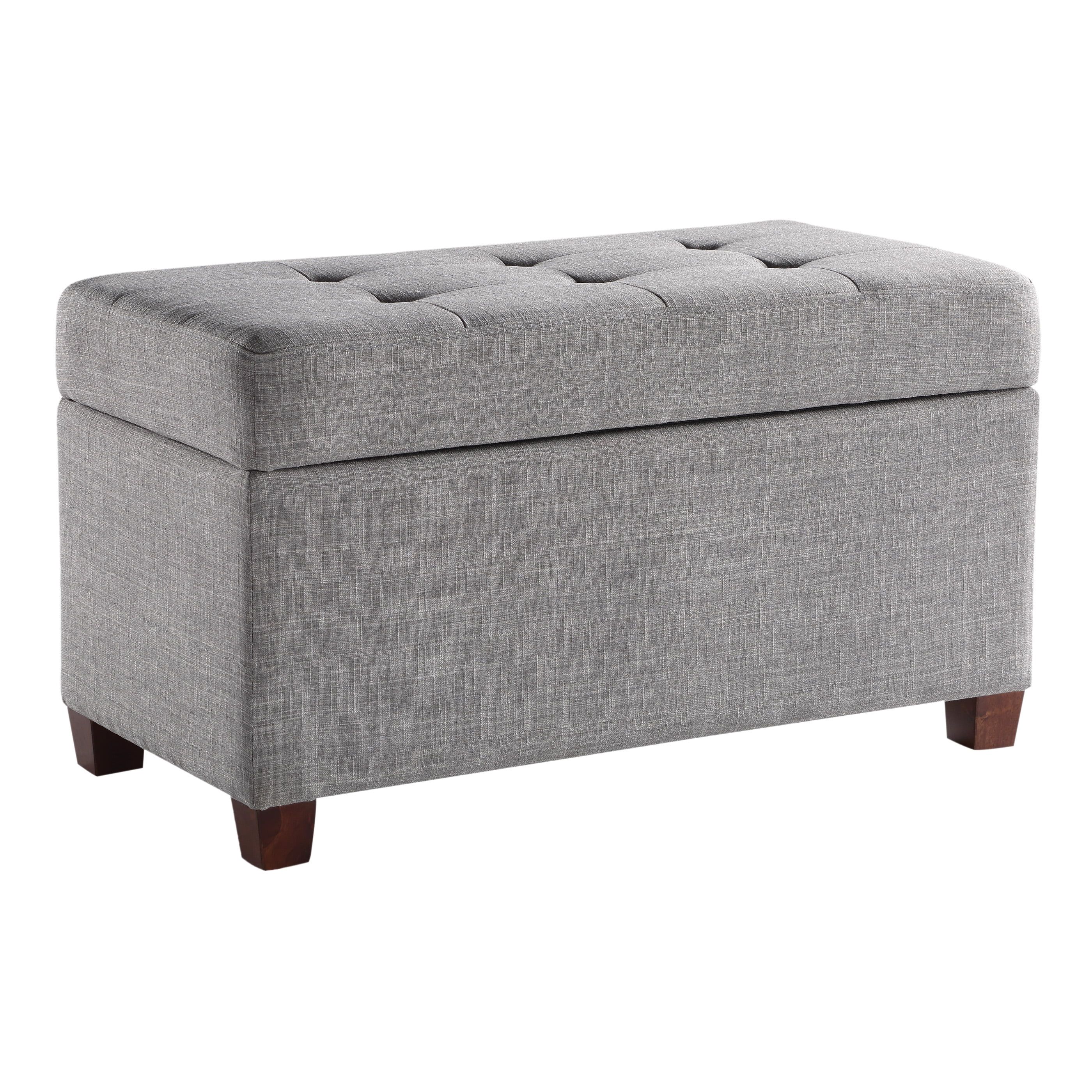Dove Gray Contemporary Tufted Storage Ottoman