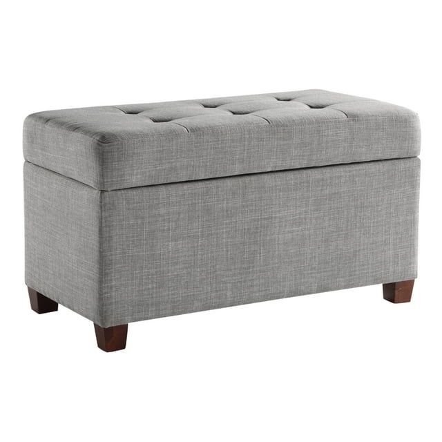 Dove Gray Contemporary Tufted Storage Ottoman