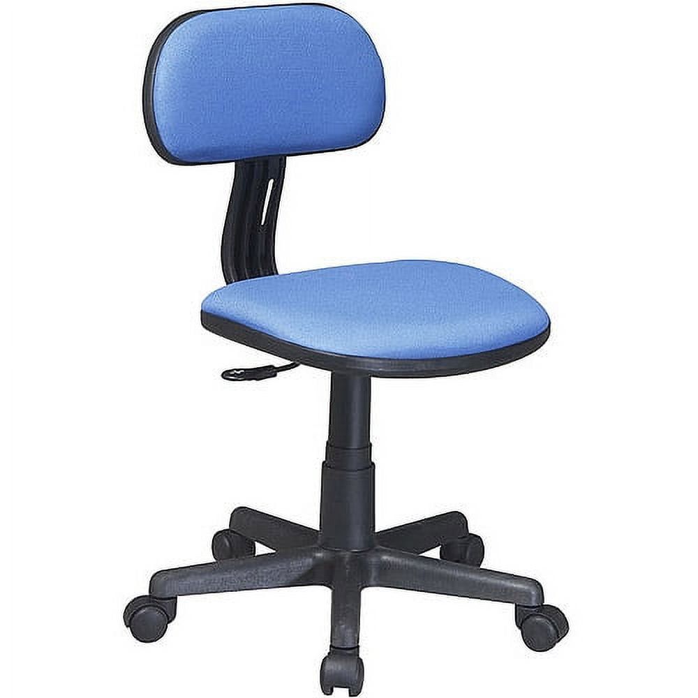 Blue Fabric and Vinyl Armless High Back Task Chair