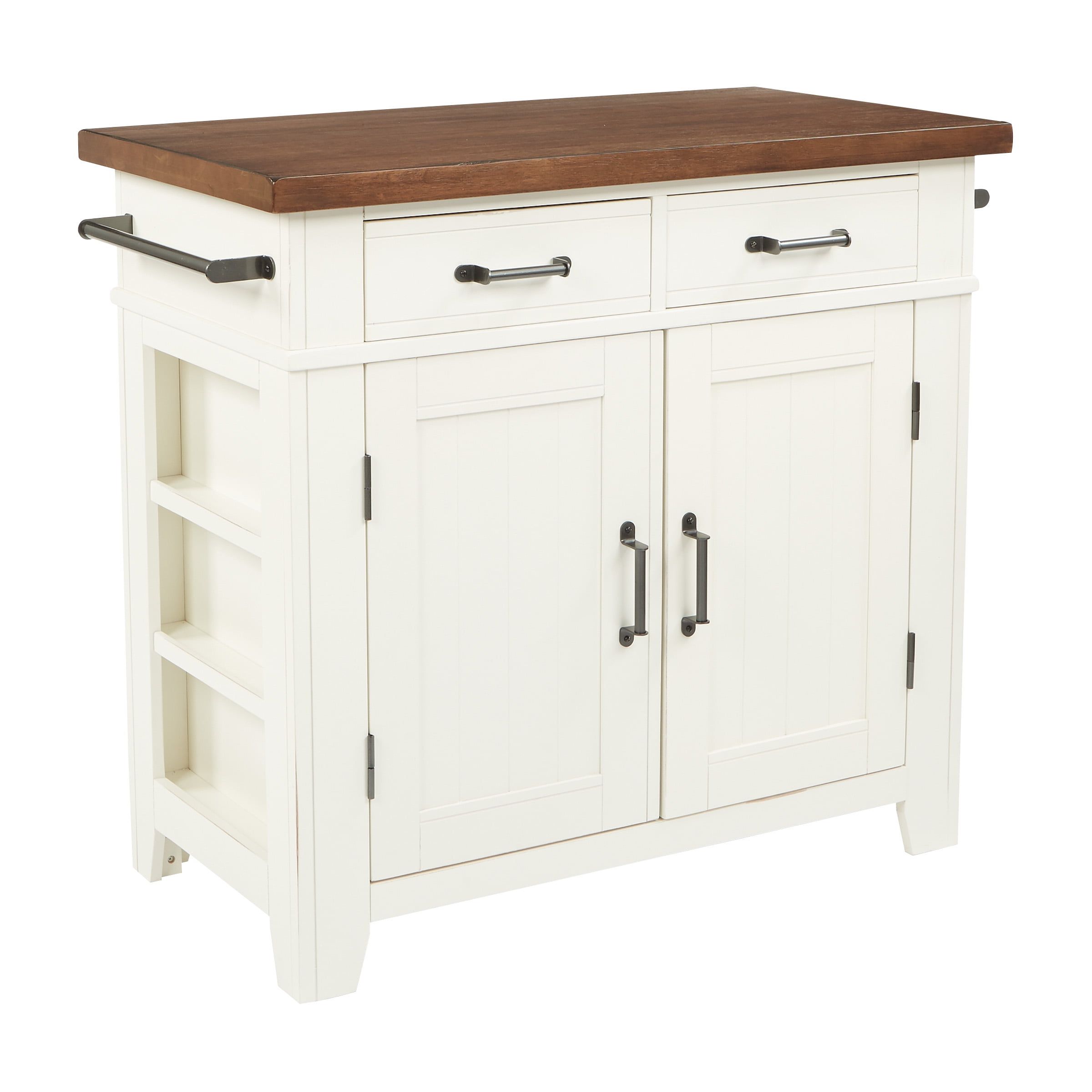 Urban Farmhouse 50'' White Kitchen Island with Vintage Oak Accents