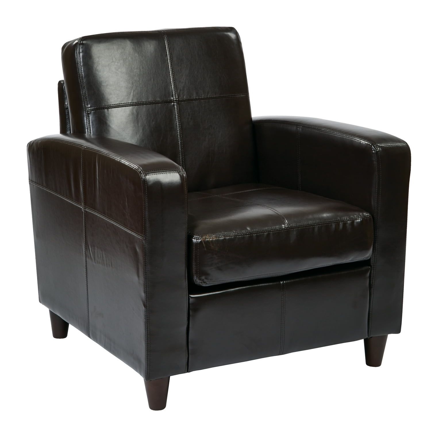 Espresso Eco-Leather & Wood Venus Club Chair