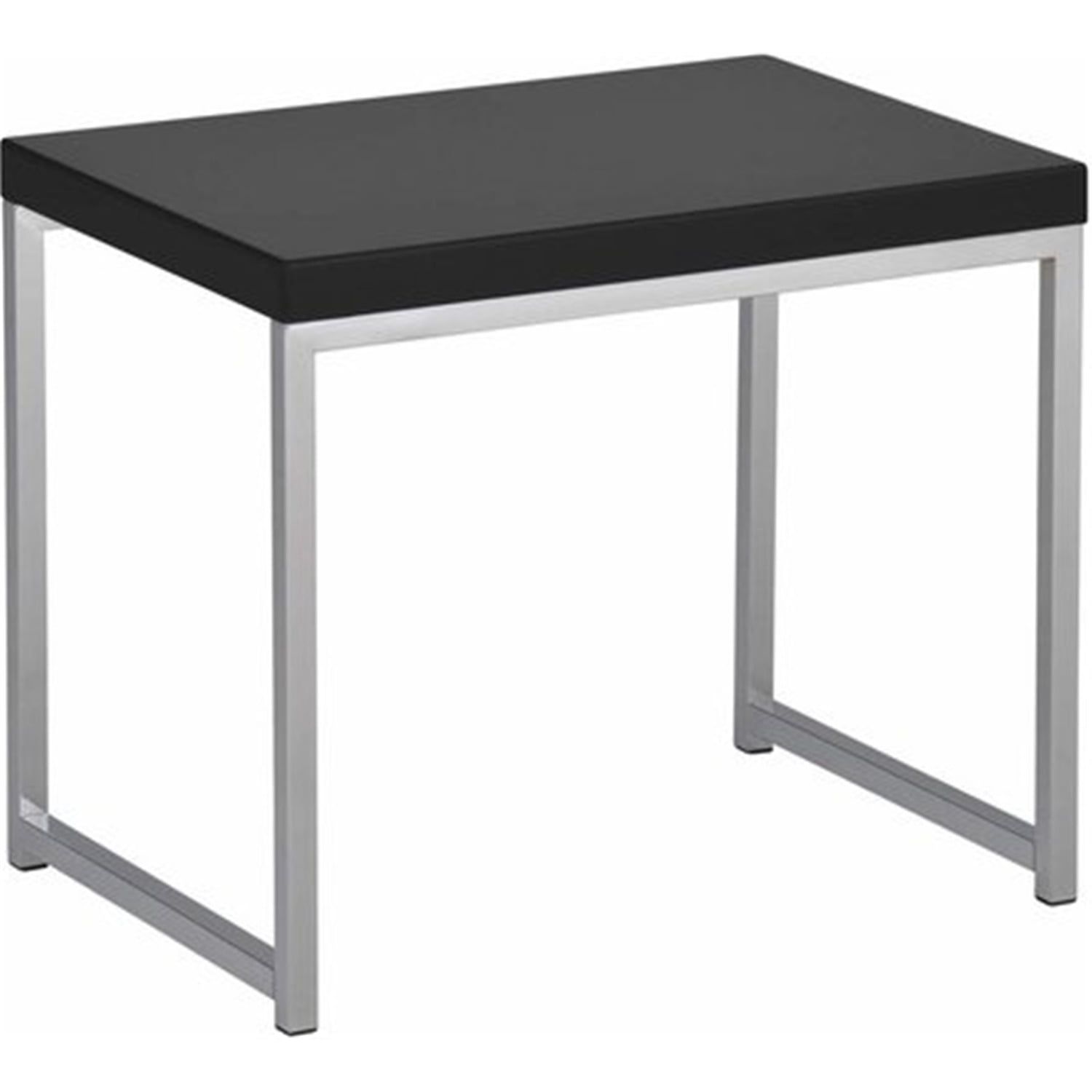 Black Wood and Chrome Rectangular End Table