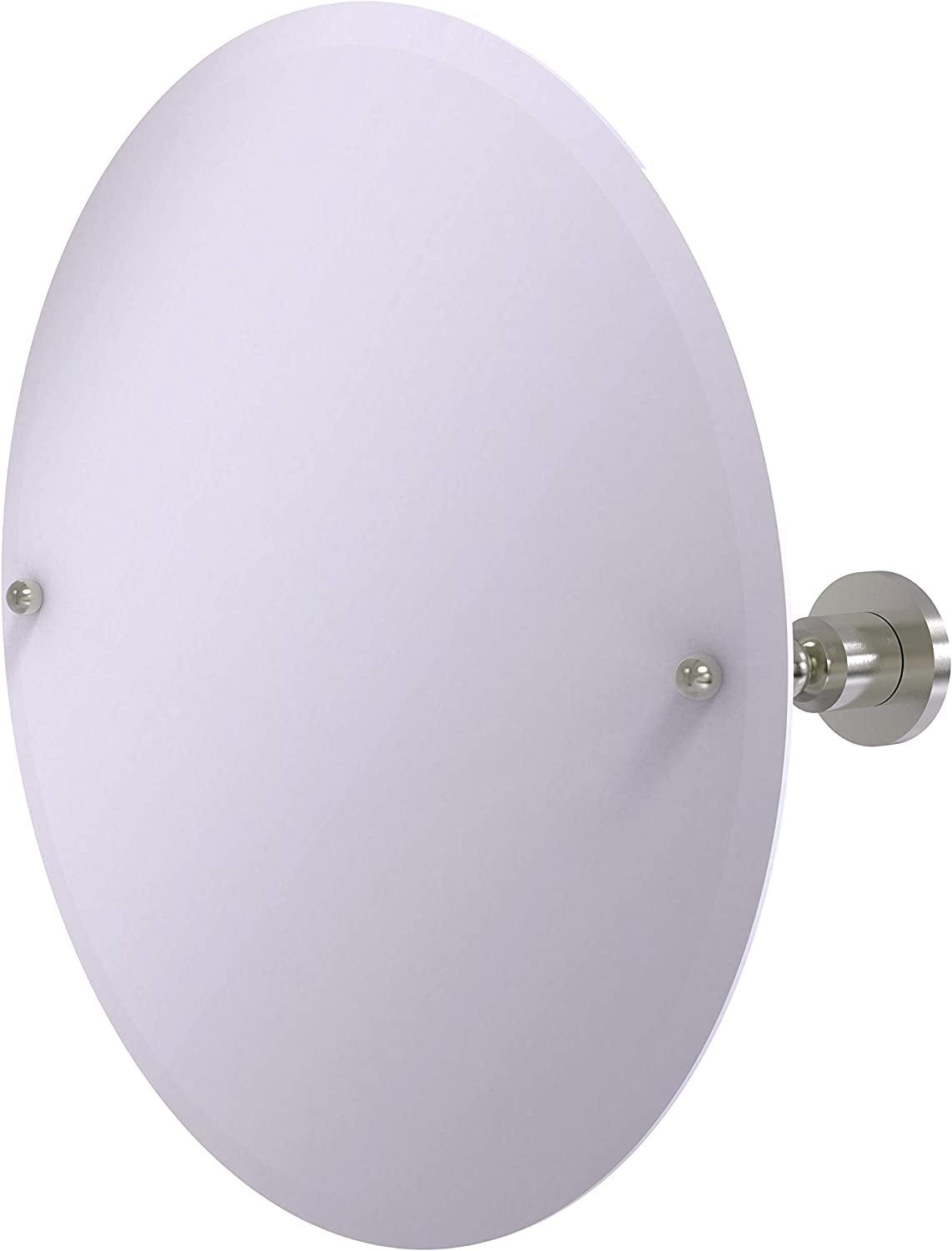 22" Round Frameless Tilt Mirror with Satin Nickel Finish