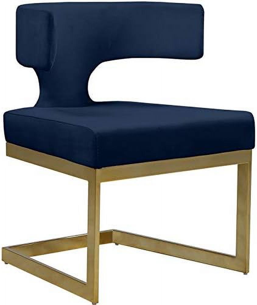 Alexandra Navy Velvet Upholstered Dining Chair with Gold Metal Base