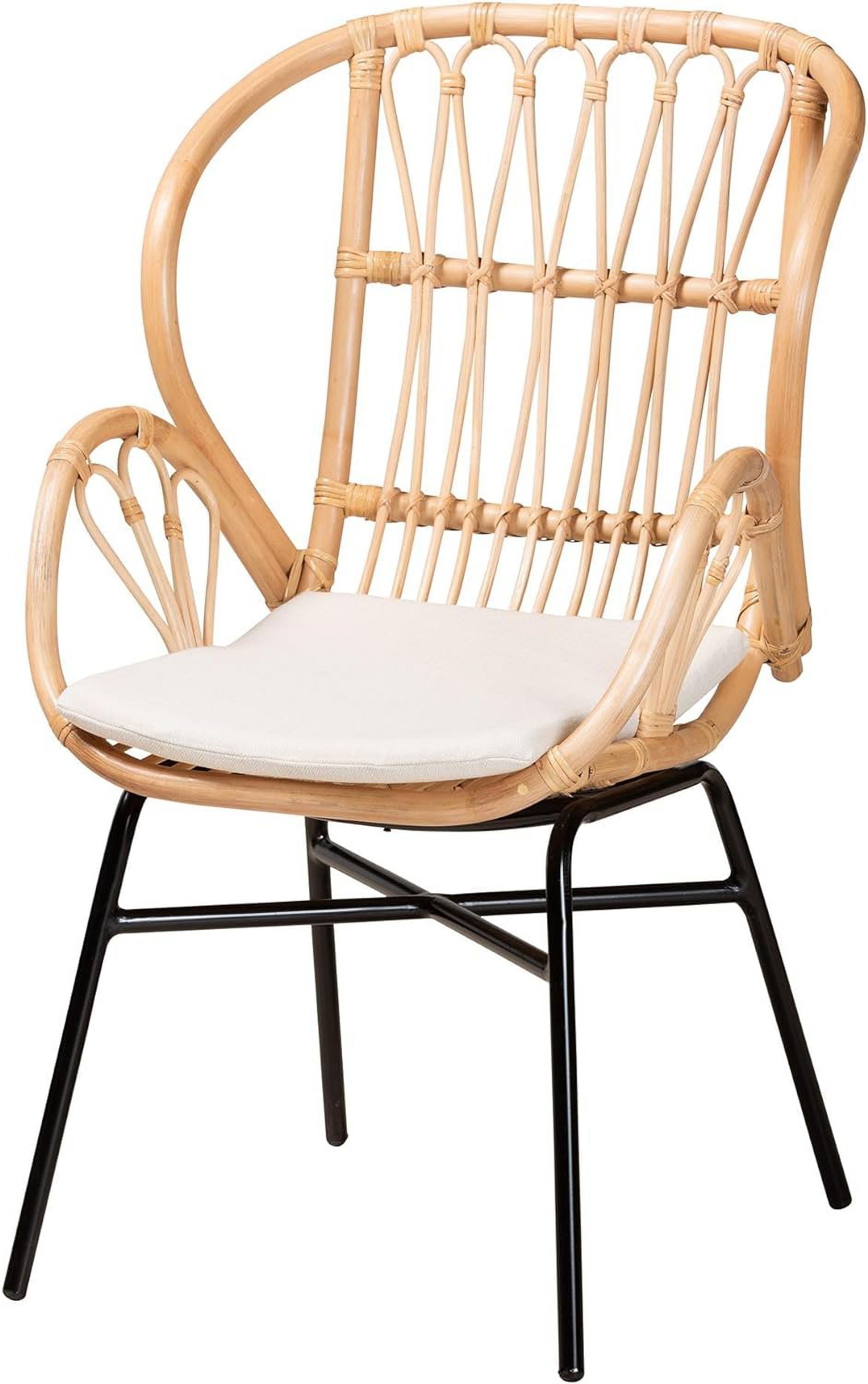 Low Brown Rattan and Cane Arm Chair