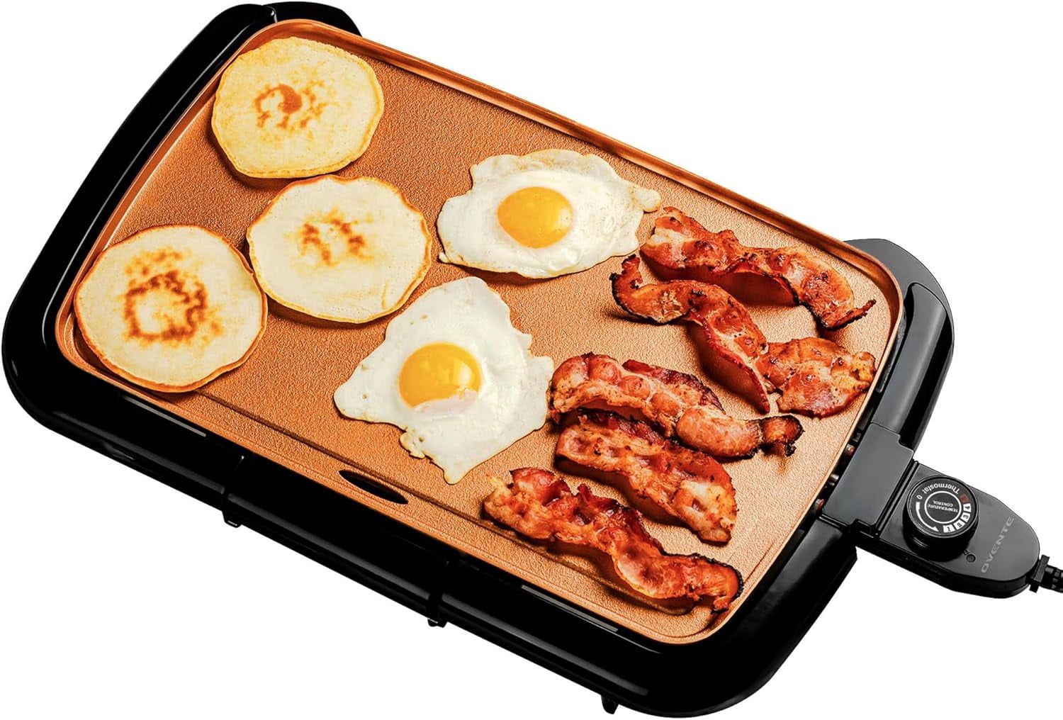 Copper Non-Stick Electric Griddle with Adjustable Thermostat