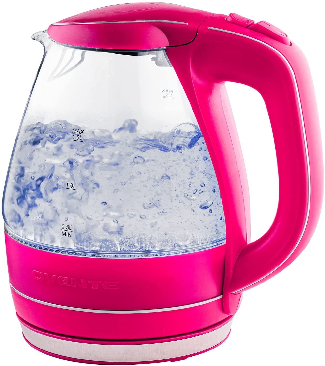 Pink 1.5L Glass Electric Kettle with LED Light