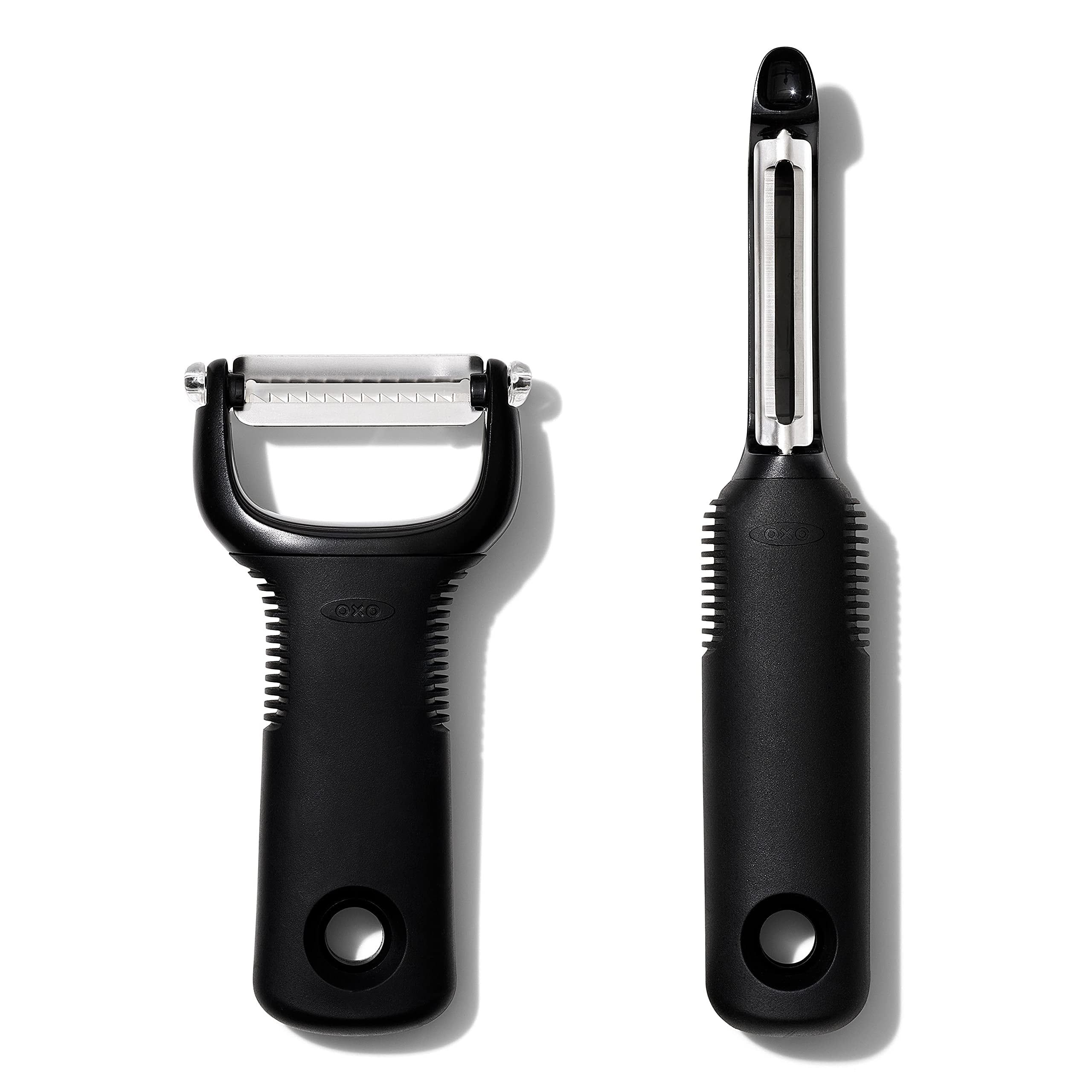 Ergonomic Black Stainless Steel Julienne and Swivel Peeler Set