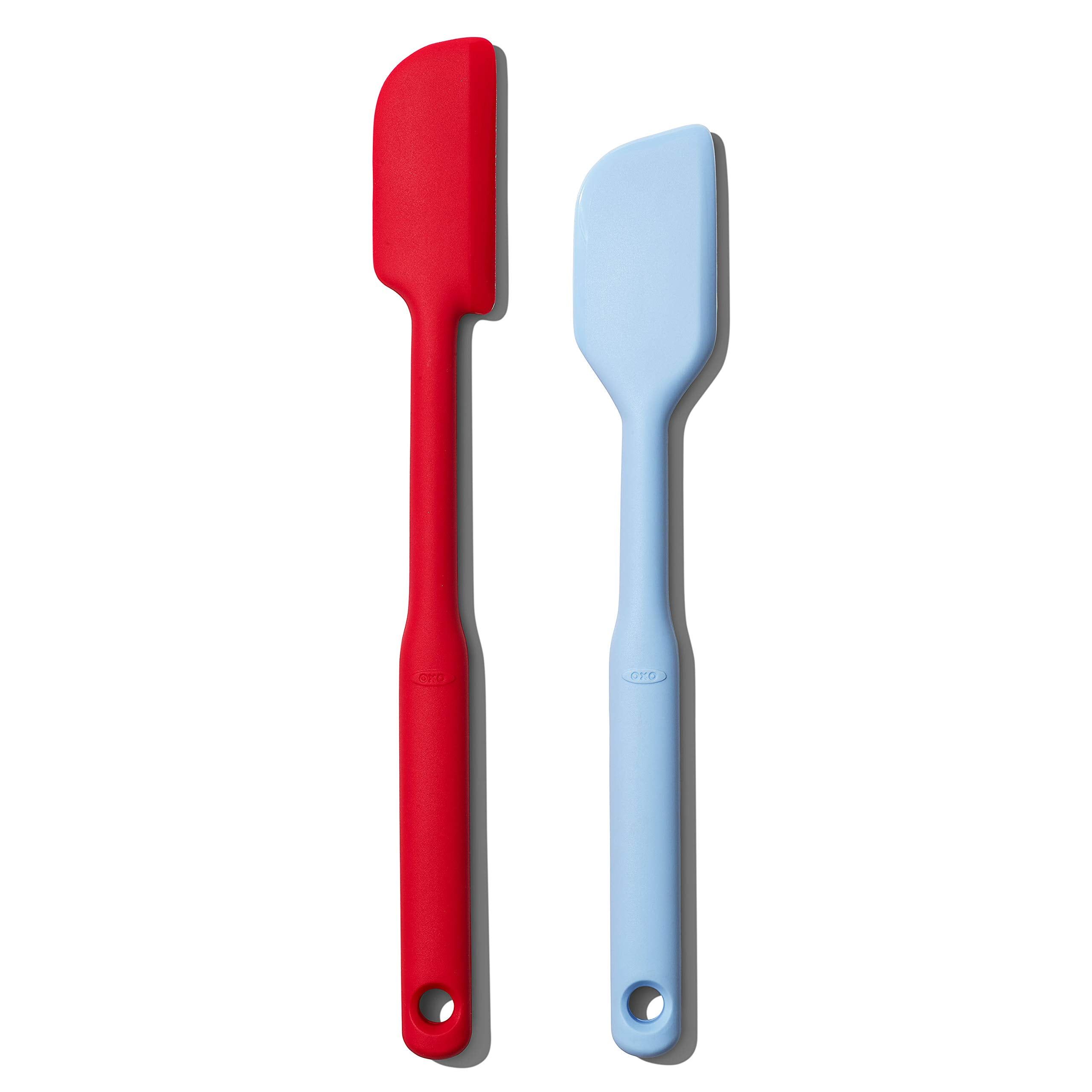 Red and Blue Silicone 2-Piece Spatula Set with Nylon Handles