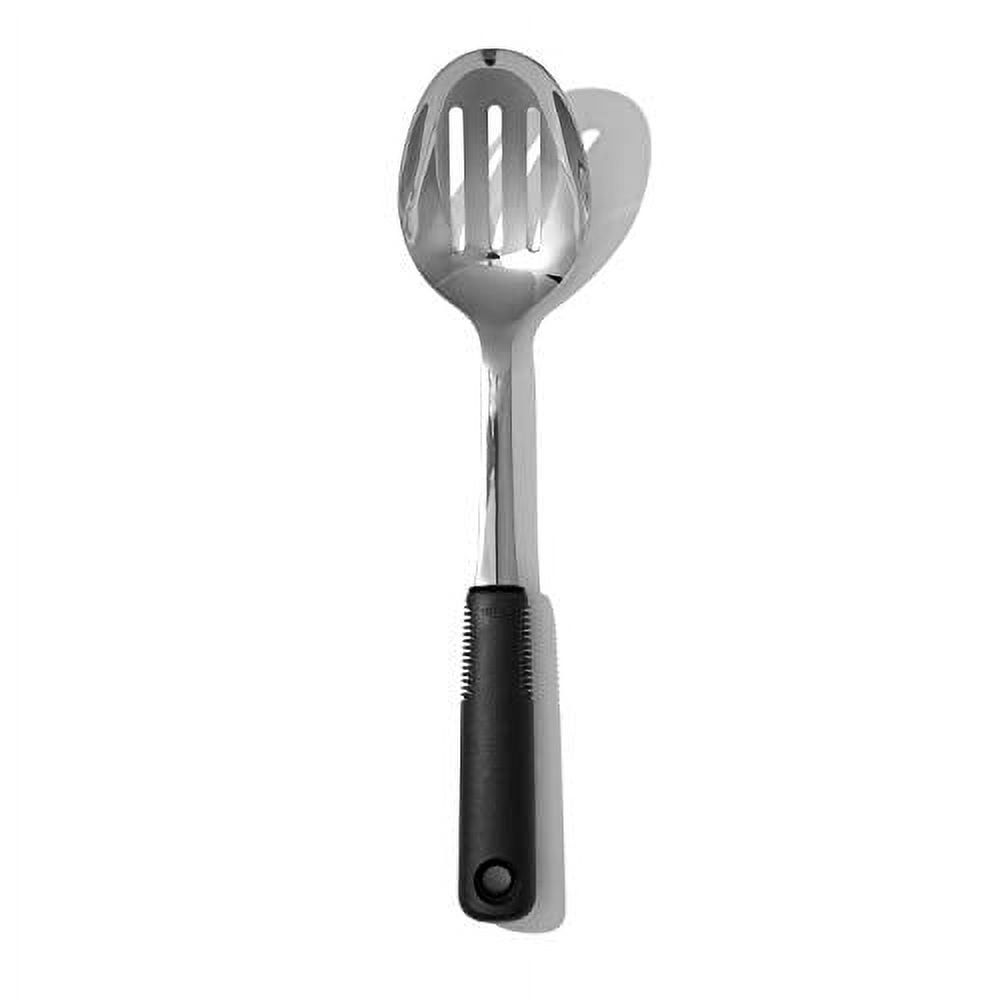 Black and Silver Stainless Steel Slotted Spoon