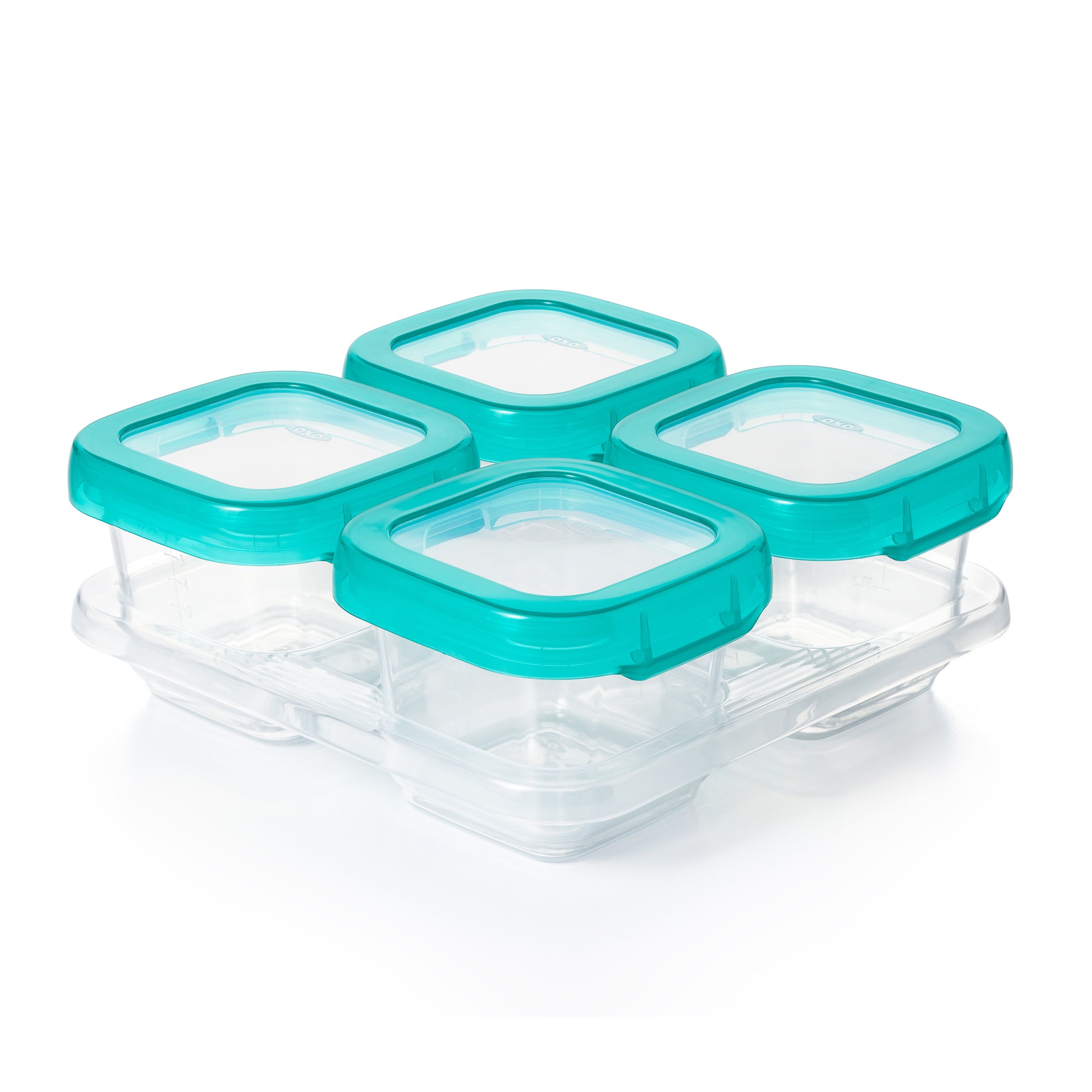 Teal 6 oz BPA-Free Plastic Baby Food Storage Set with Airtight Lids