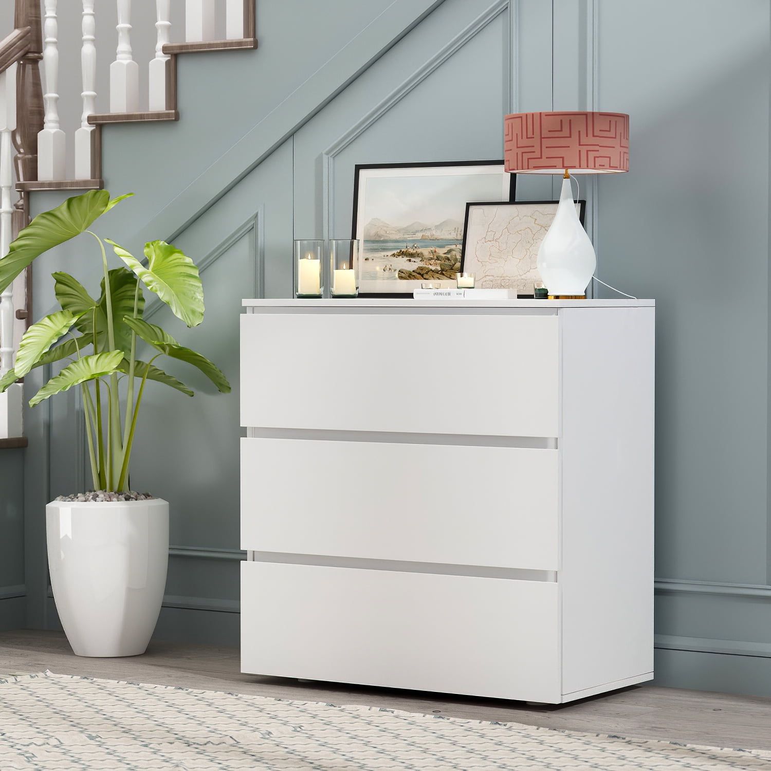 White 3-Drawer Vertical Nursery Dresser Chest