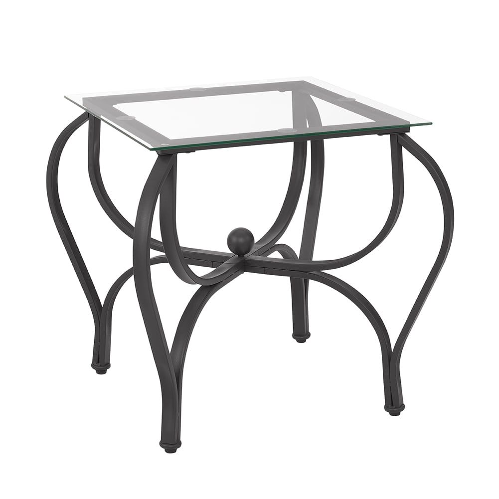 Black Tempered Glass and Metal Coffee Table Set with 2 End Tables