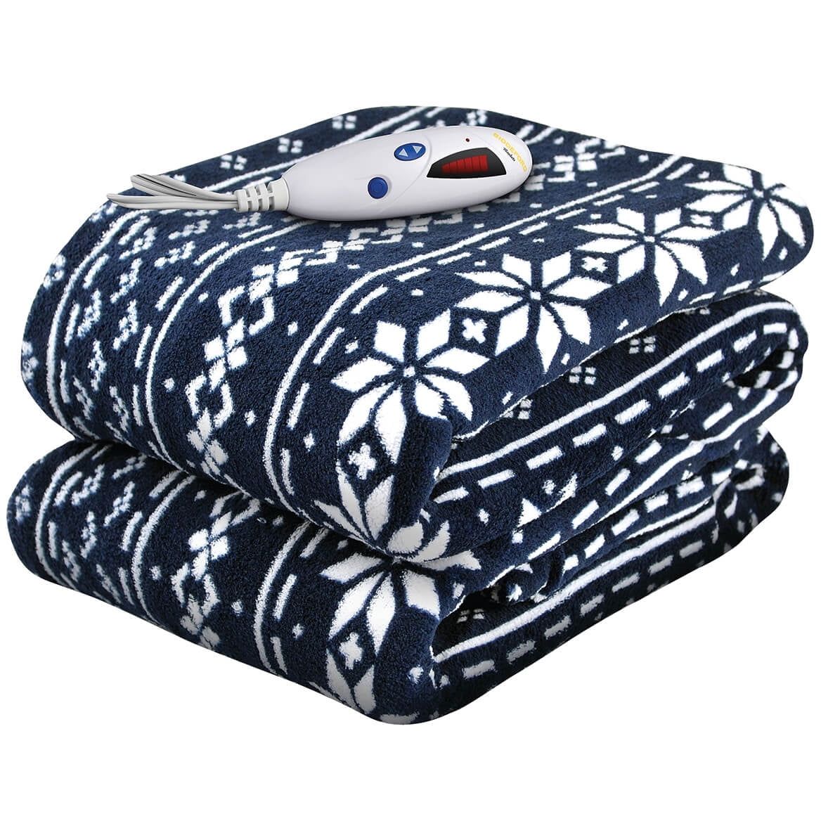 Snowflake Micro Plush Electric Heated Throw Blanket, 50” x 62”