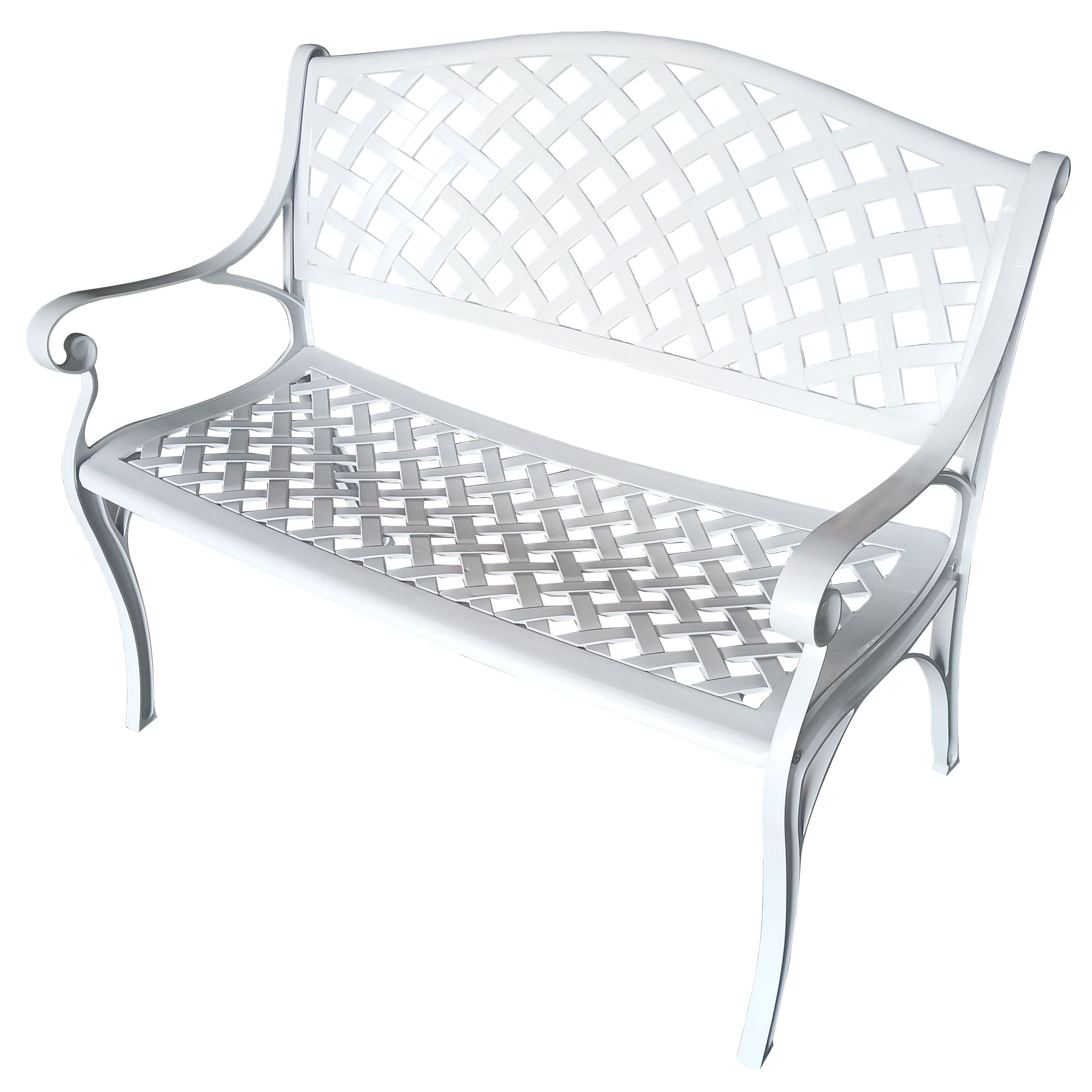 Elegant White Cast Aluminum Outdoor Loveseat Bench