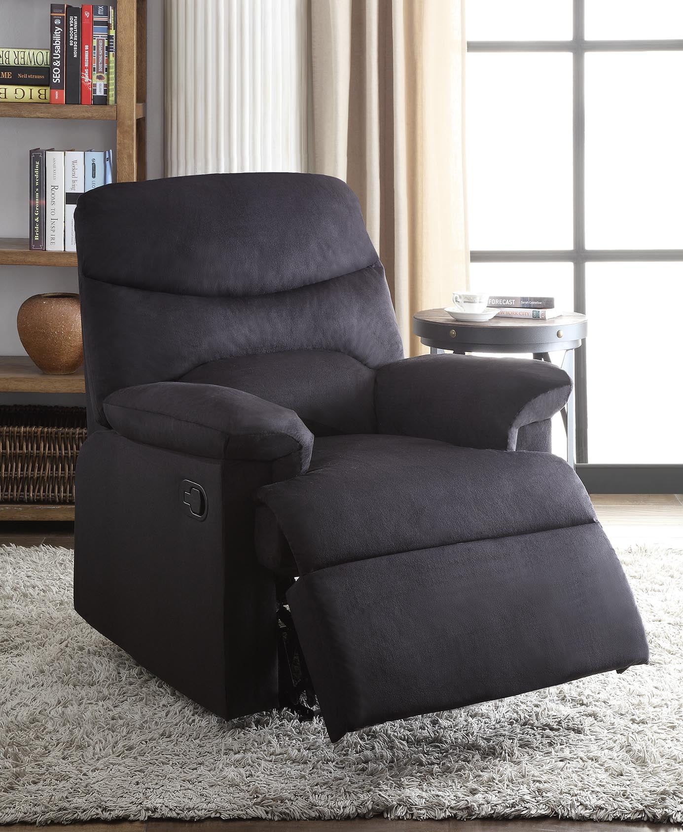 Black Microfiber Massage Recliner with Wood Frame