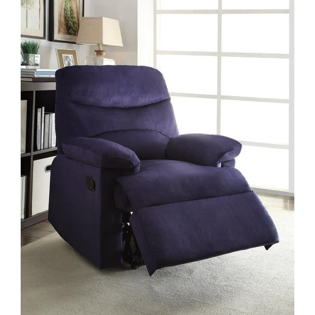 Serene Blue Microfiber Wood-Base Massage Recliner