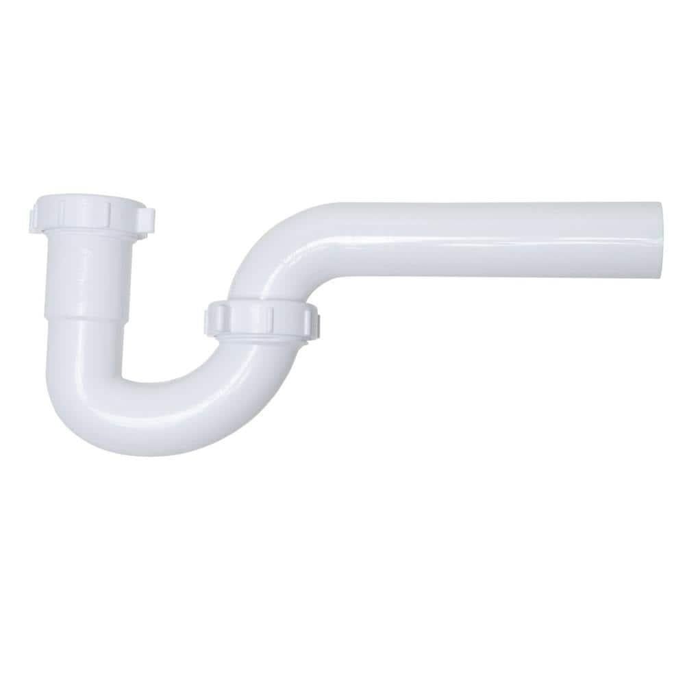 White 1-1/2" Plastic P-Trap with Reversible J-Bend