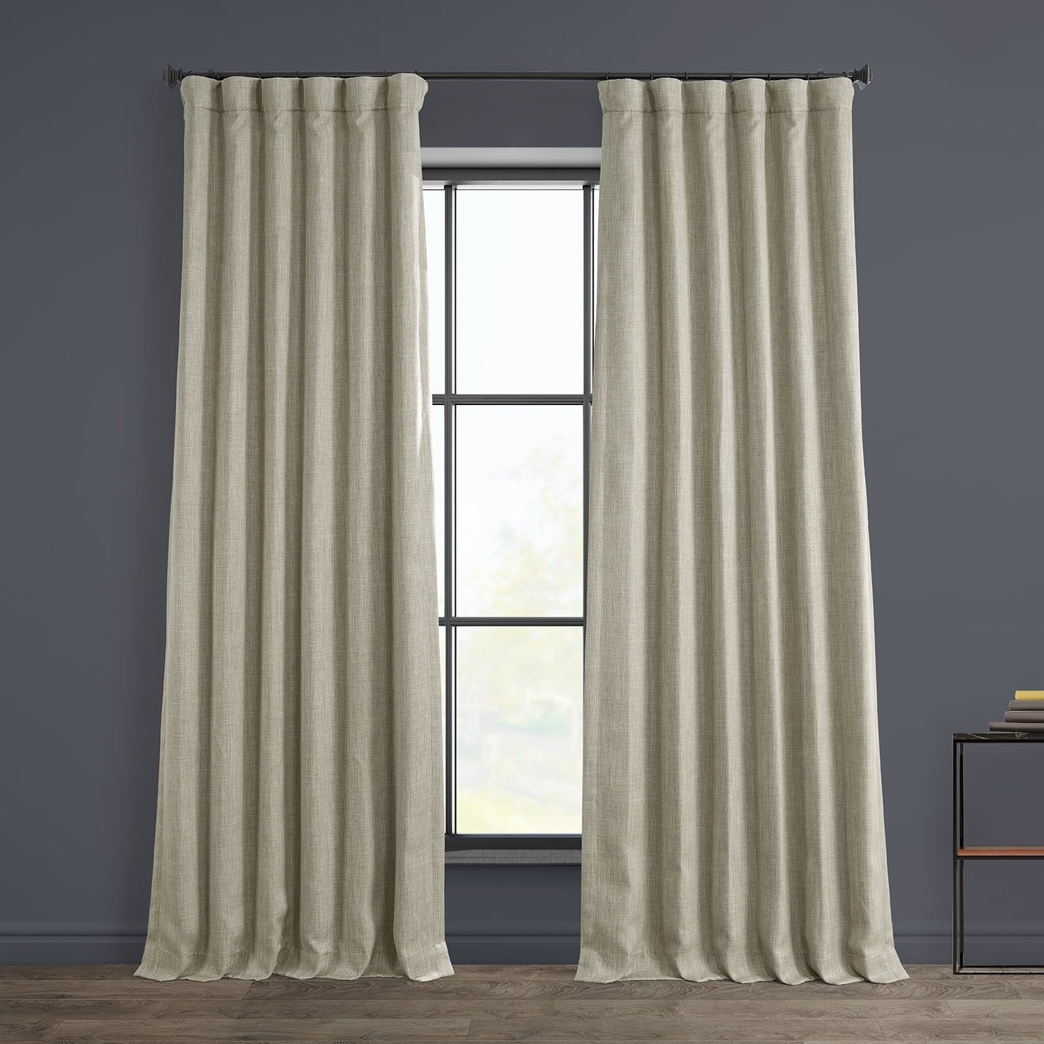 Oatmeal Faux Linen Blackout 108" Curtains with Rod Pocket