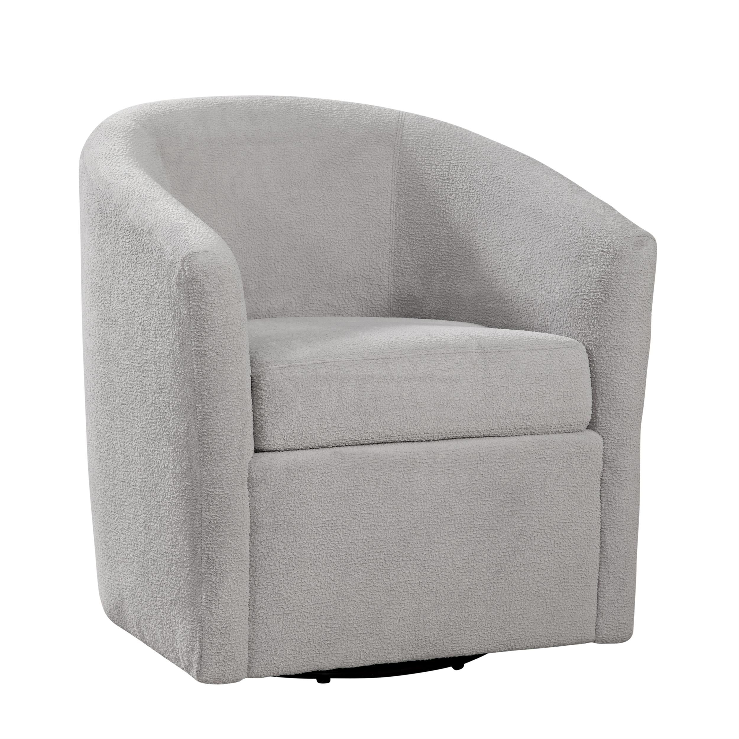 Light Gray Velvet Barrel Swivel Accent Chair