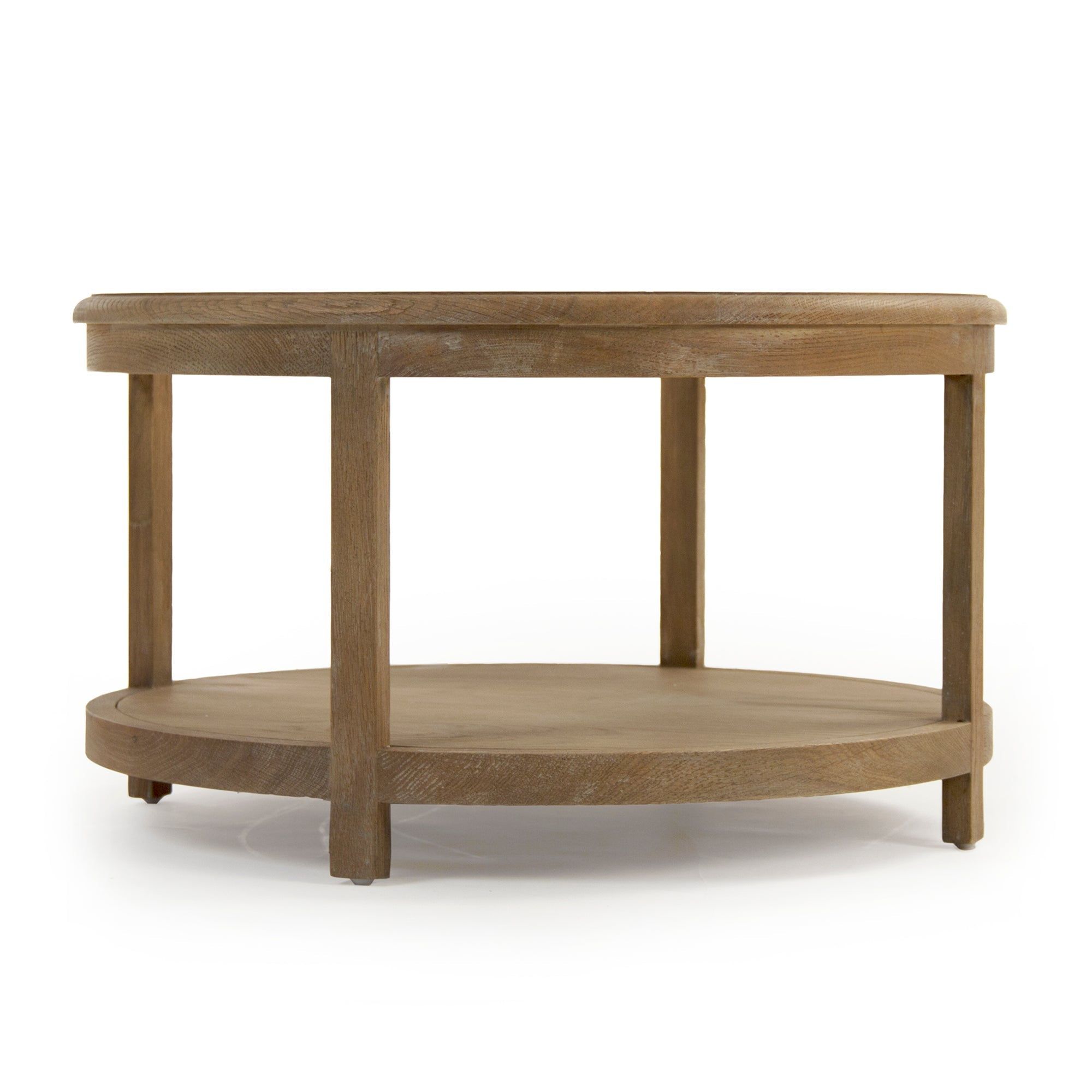 Odo Round Brown Oak and Glass Coffee Table