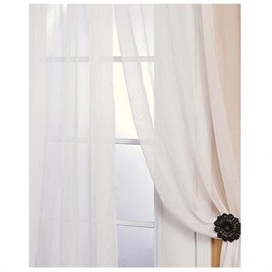 Off White Sheer Cotton Polyester 50x120 Inch Curtain Pair