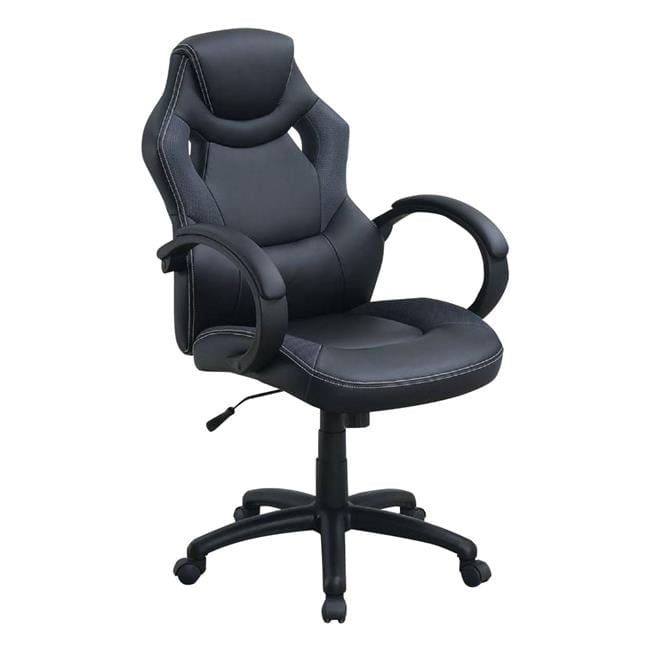 Black Leatherette Executive Swivel Office Chair with Fixed Arms