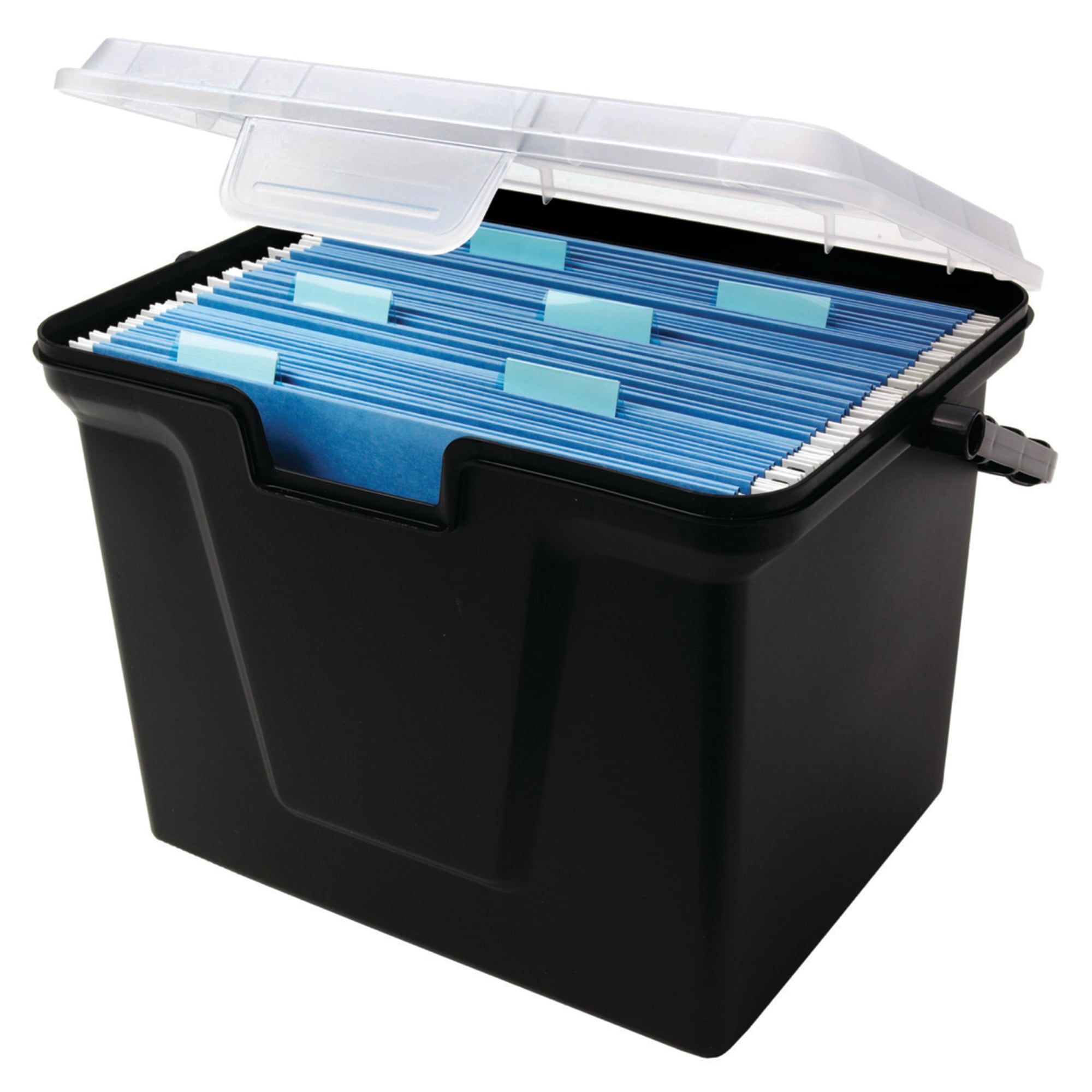 Black Recycled Plastic Portable File Box with Latch Closure