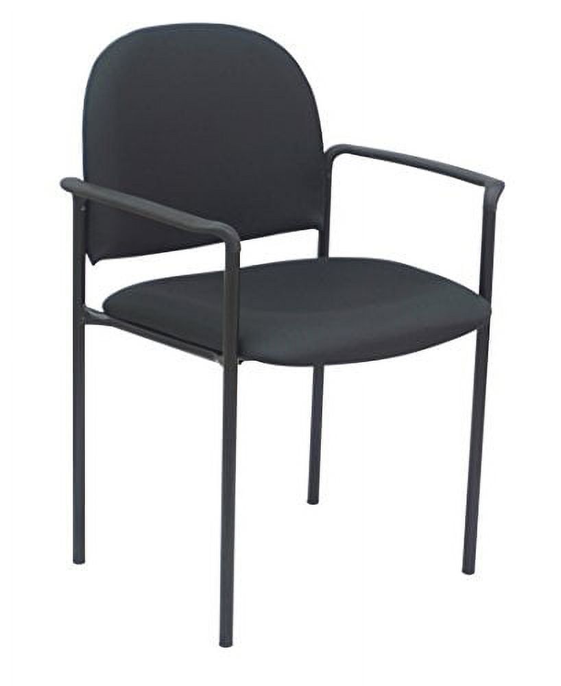 Black Fabric Upholstered Stacking Guest Chair with Arms