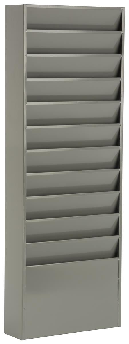 Gray Powder Coated Steel 11-Tier Office File Folder Wall Rack