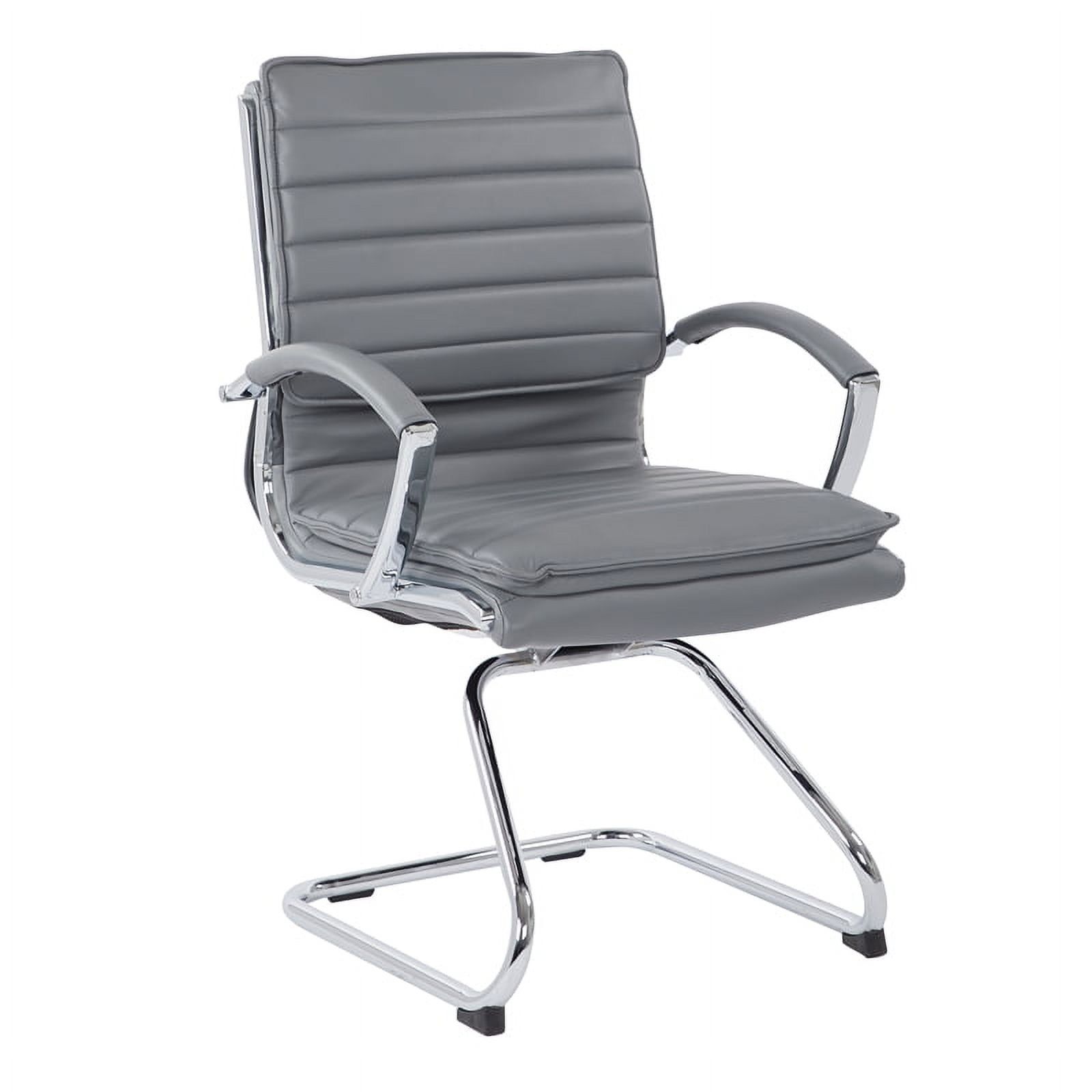 Charcoal Faux Leather Office Chair with Chrome Metal Base