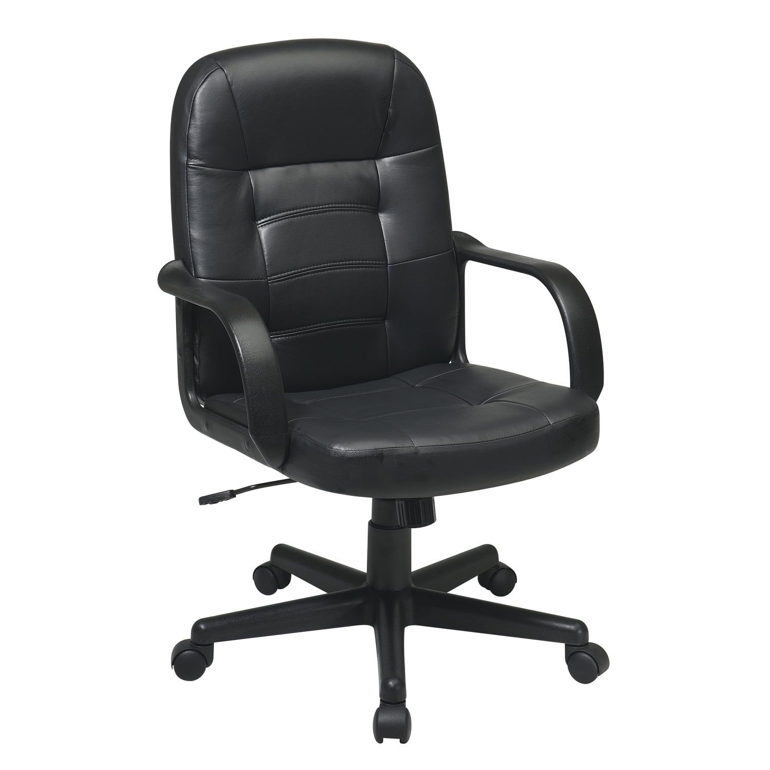 Black Leather Swivel Executive Chair with Plastic Base