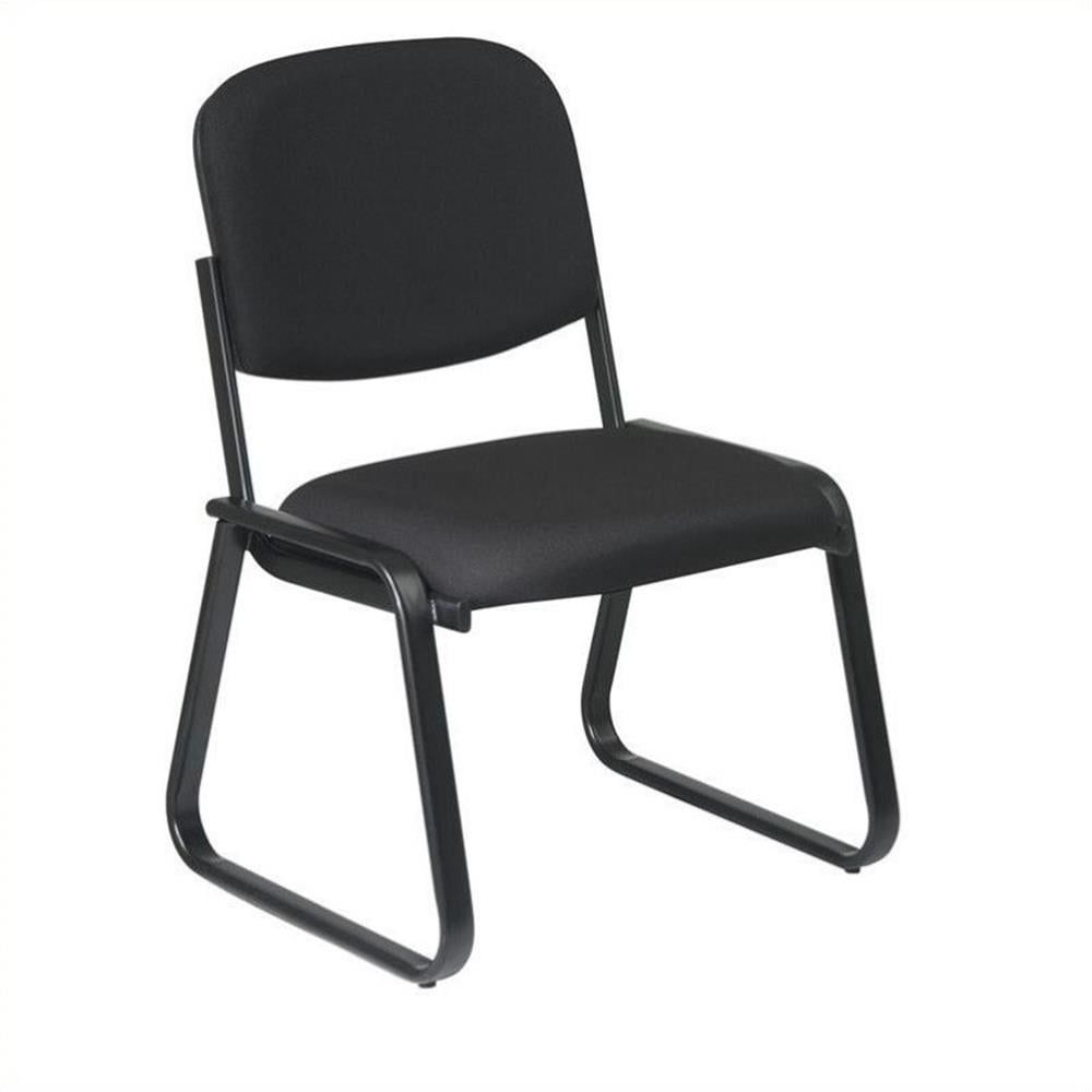 Armless Black Fabric and Metal Office Chair