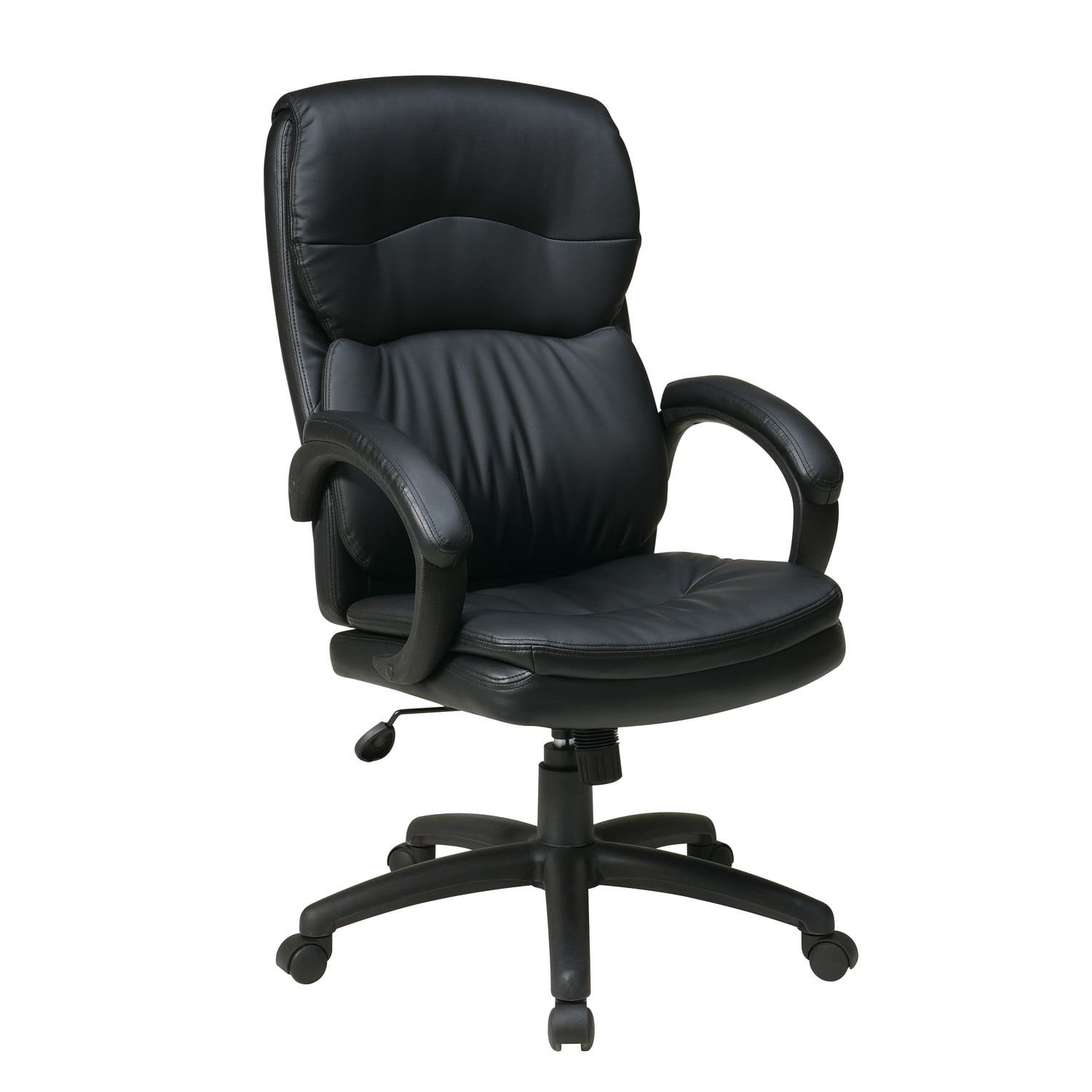 High Back Executive Black Leather Swivel Chair with Padded Arms