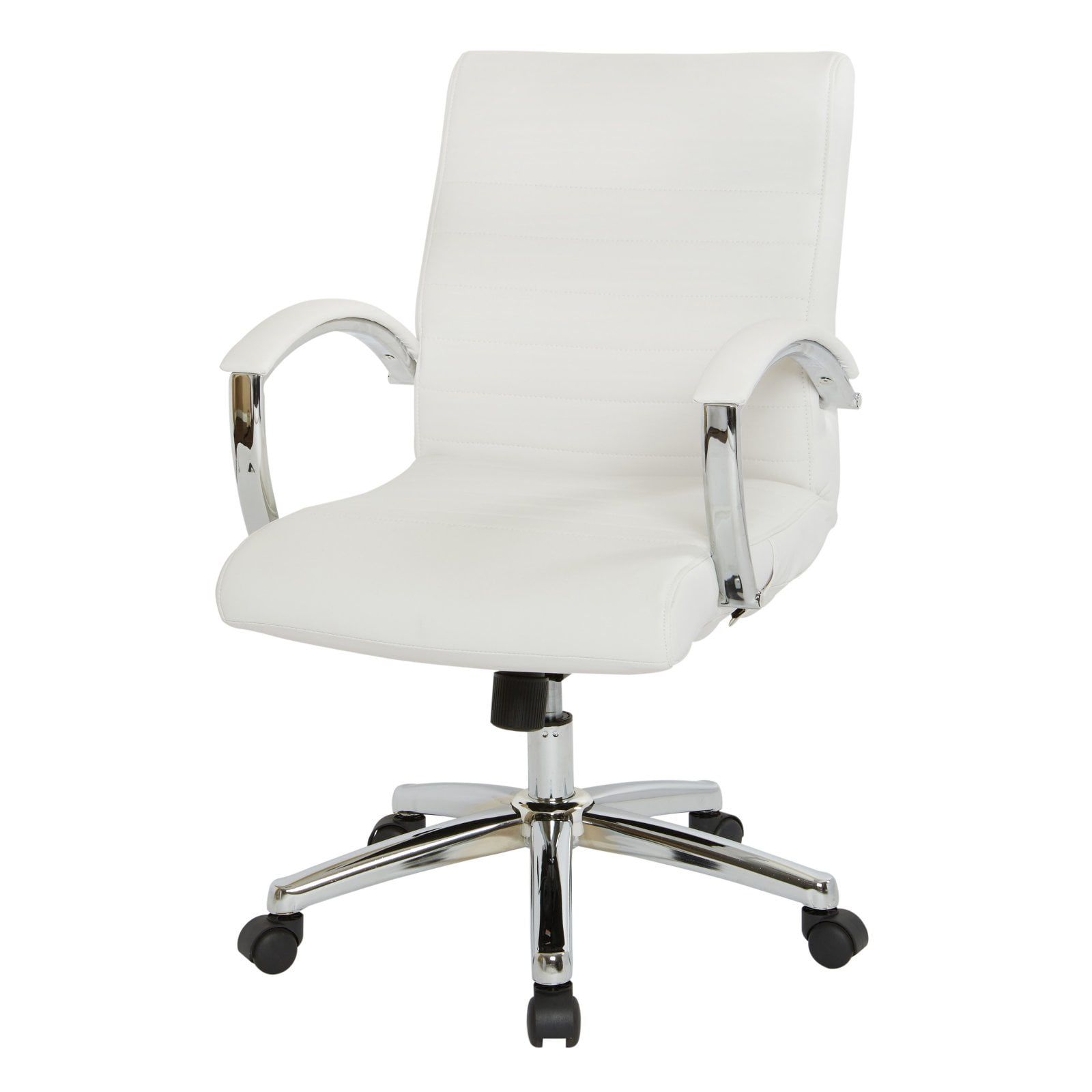 White Faux Leather Executive Swivel Office Chair with Chrome Base