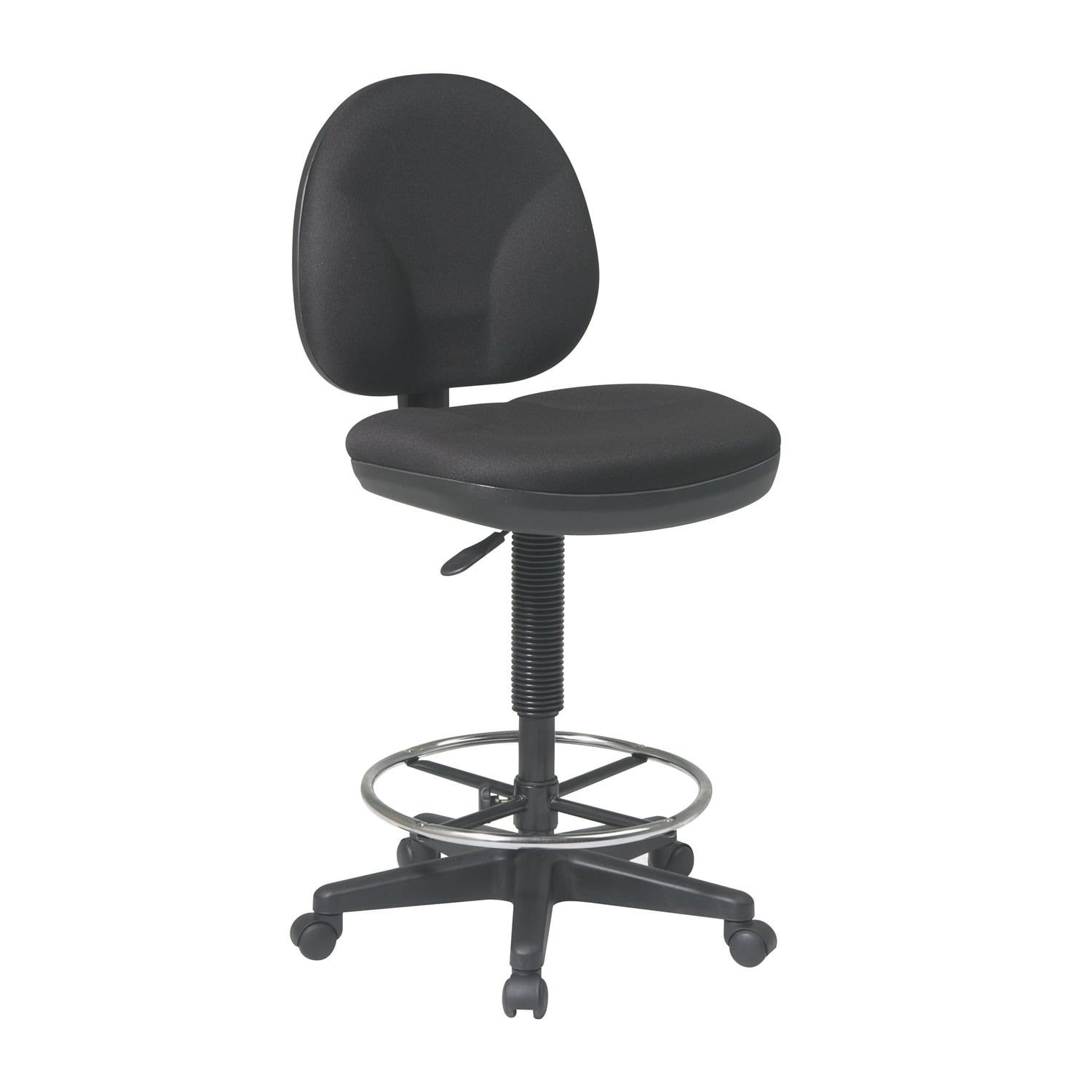 Black Metal Armless Fabric Drafting Chair