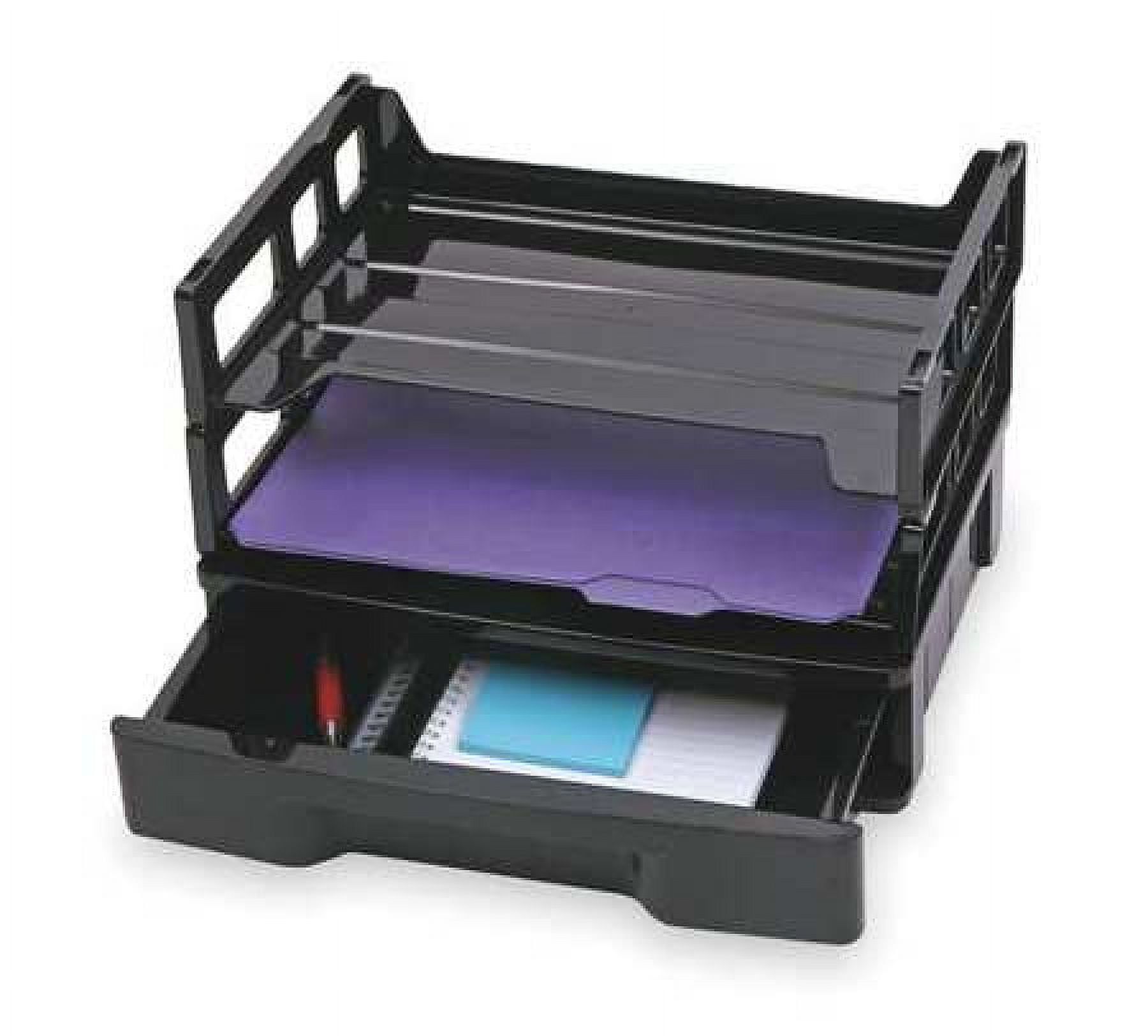 Black Enamel Stackable Letter Drawer with Trays