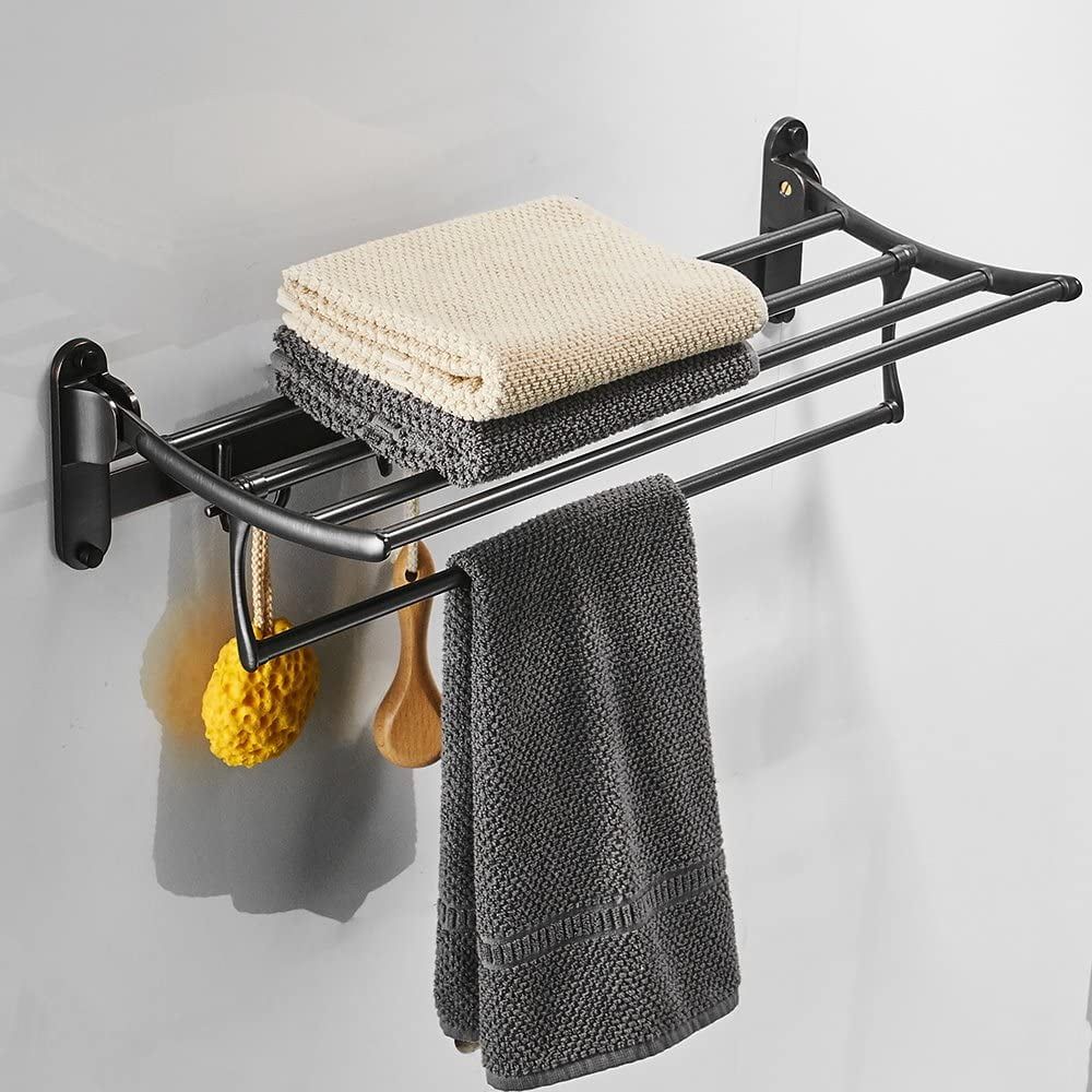 Oil Rubbed Bronze Wall Mounted Towel Rack with Hooks