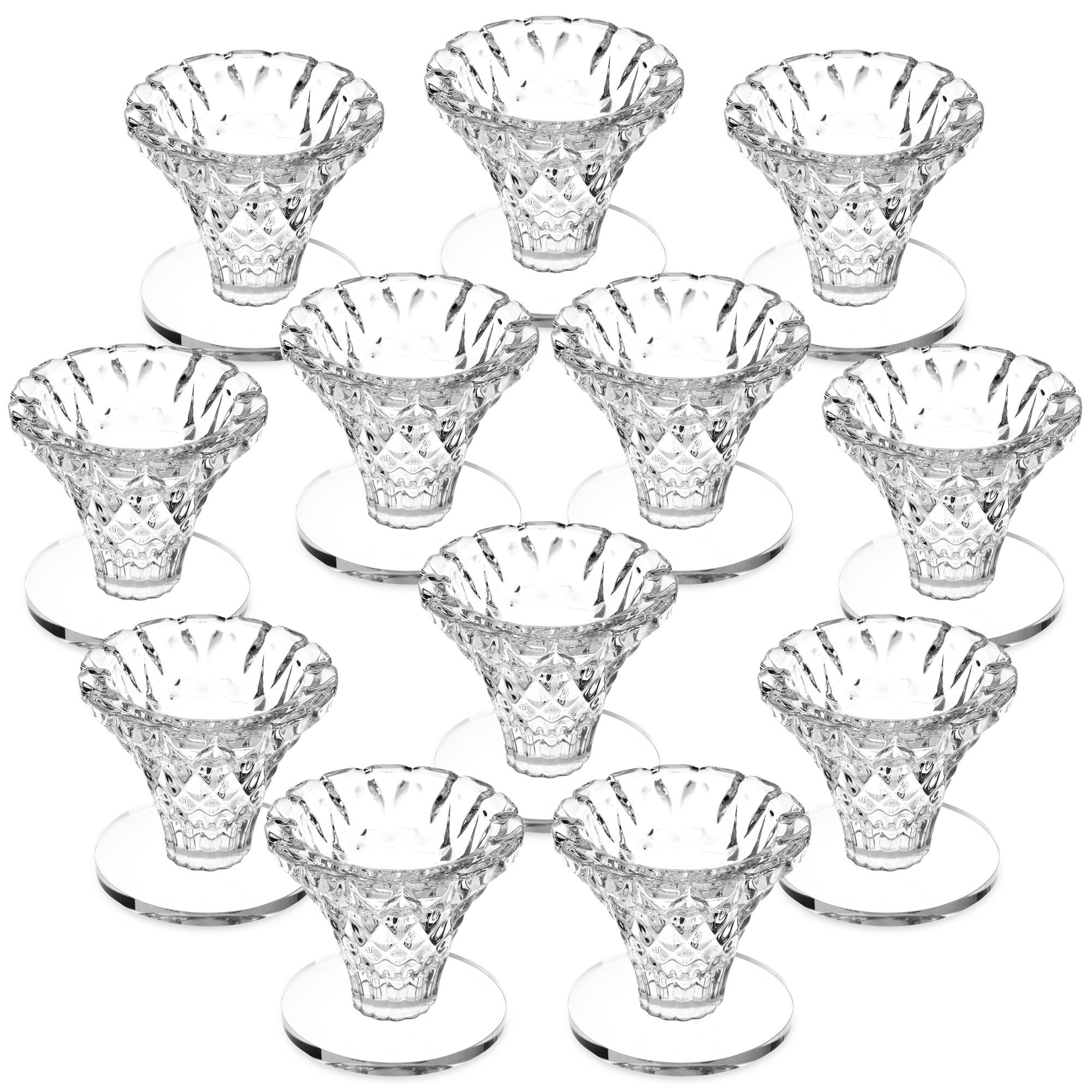 Elegant Crystal Glass Candlestick Holders Set for Tabletop Decor, 12 Pack