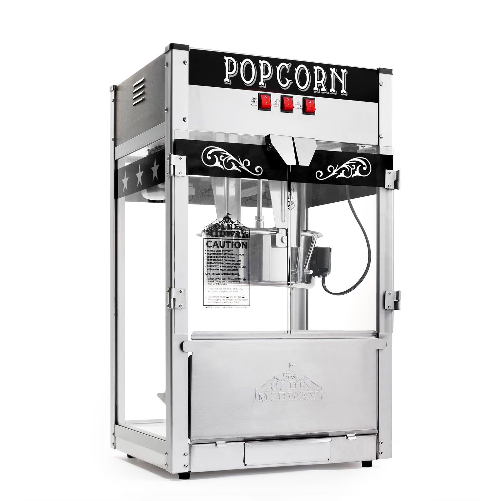 Olde Midway Black 12-Ounce Retro Popcorn Machine